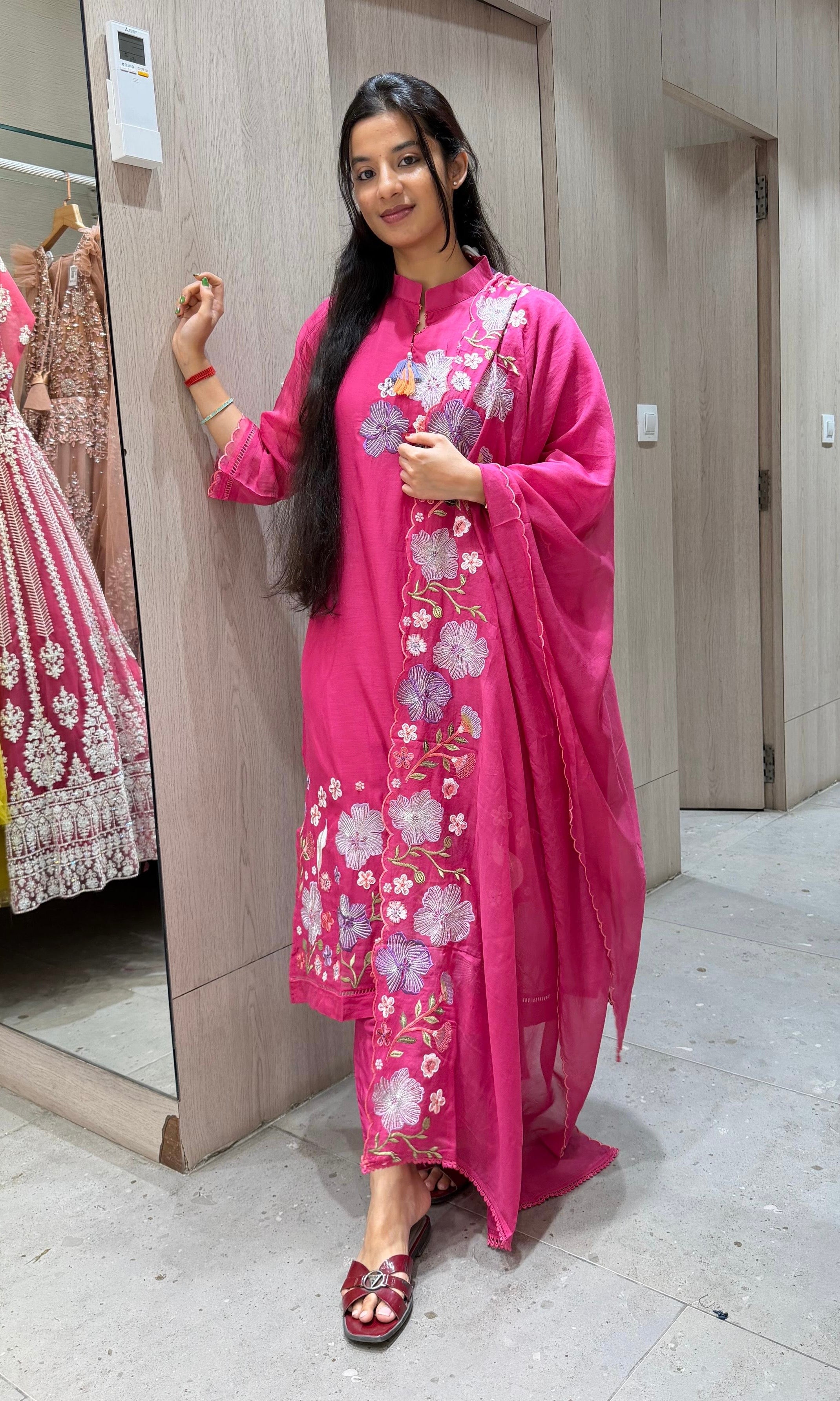 Pink FLORAL kurta set