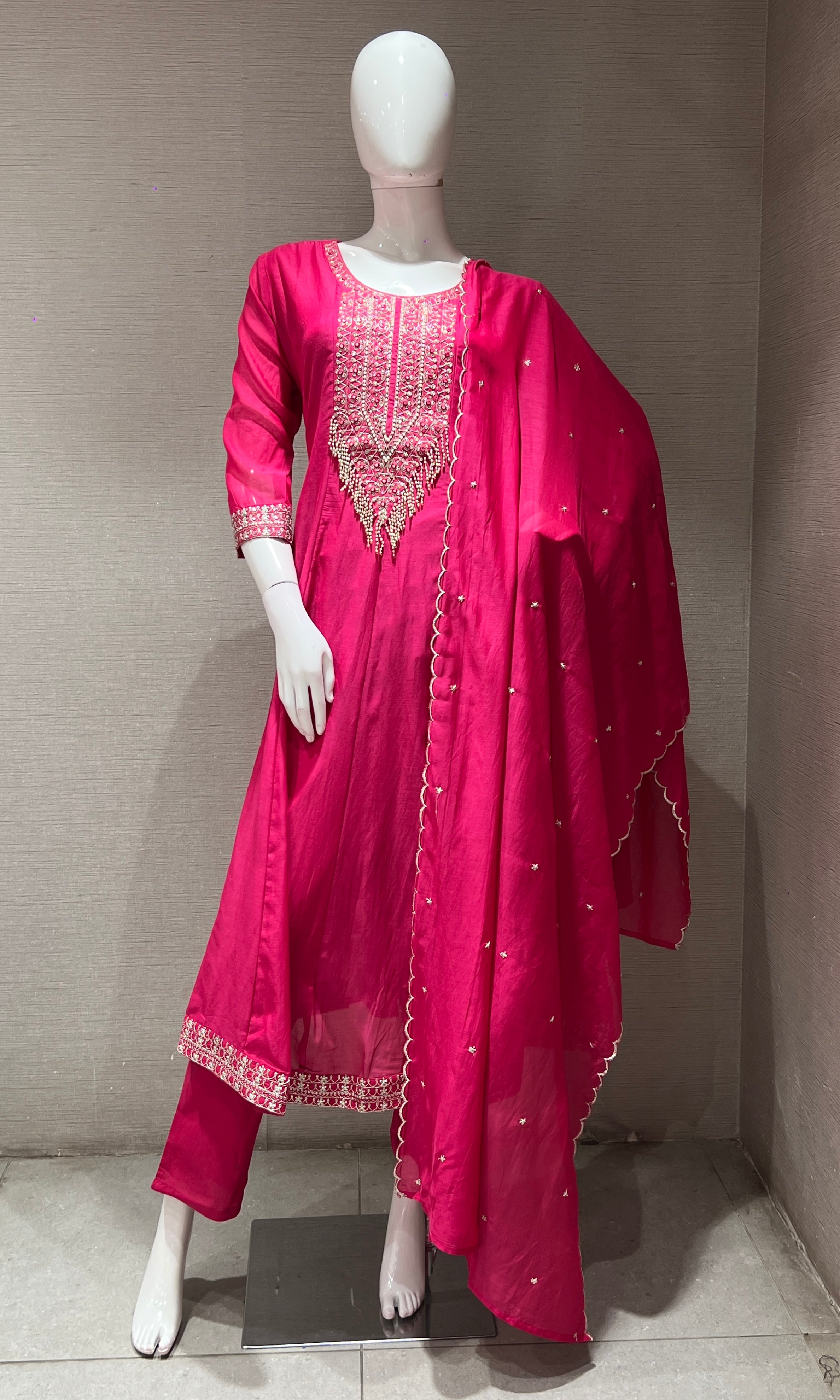 Rani pink EMBROIDERED kurta set