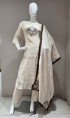 Cream Kurta Set with Ethnic Dupatta