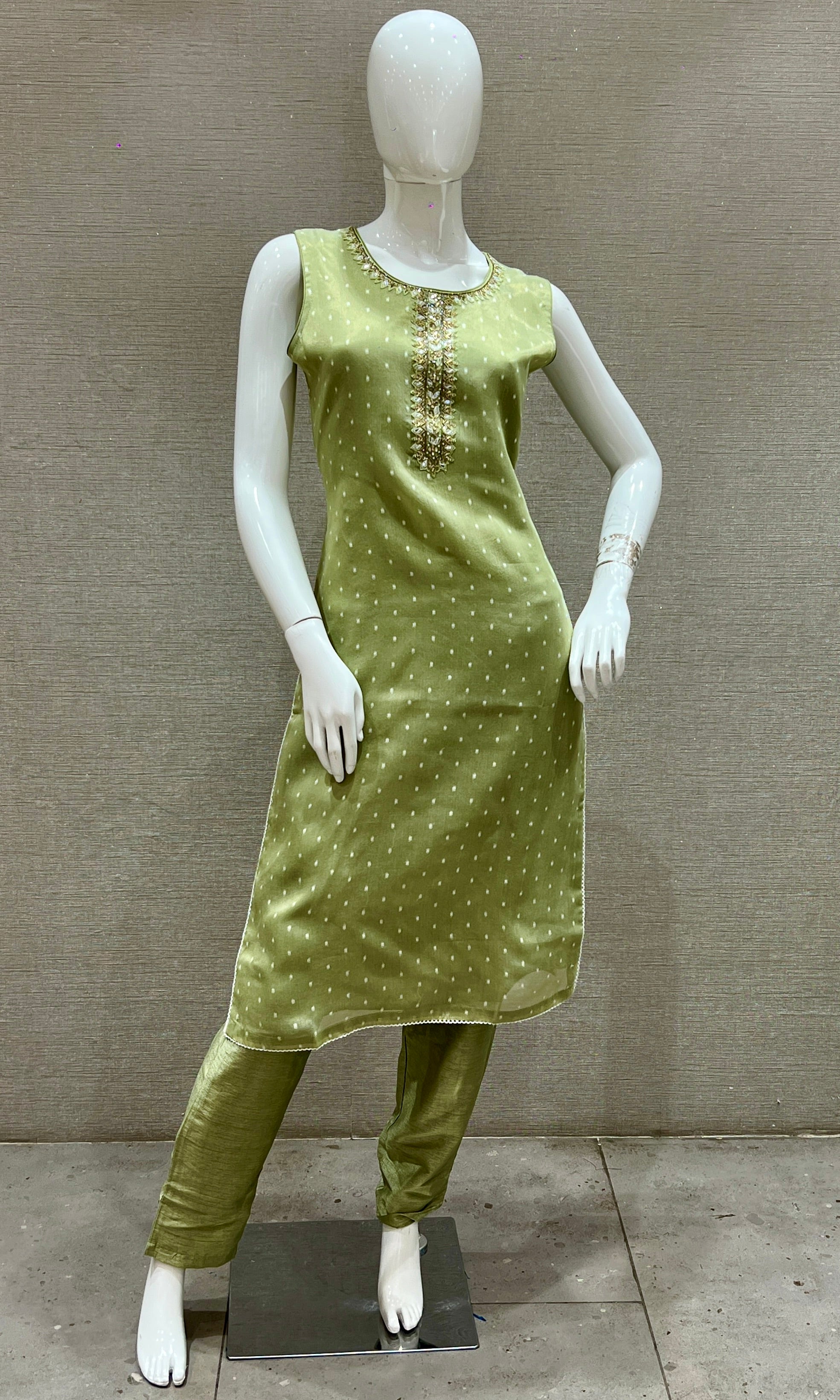 Pista green kurta set