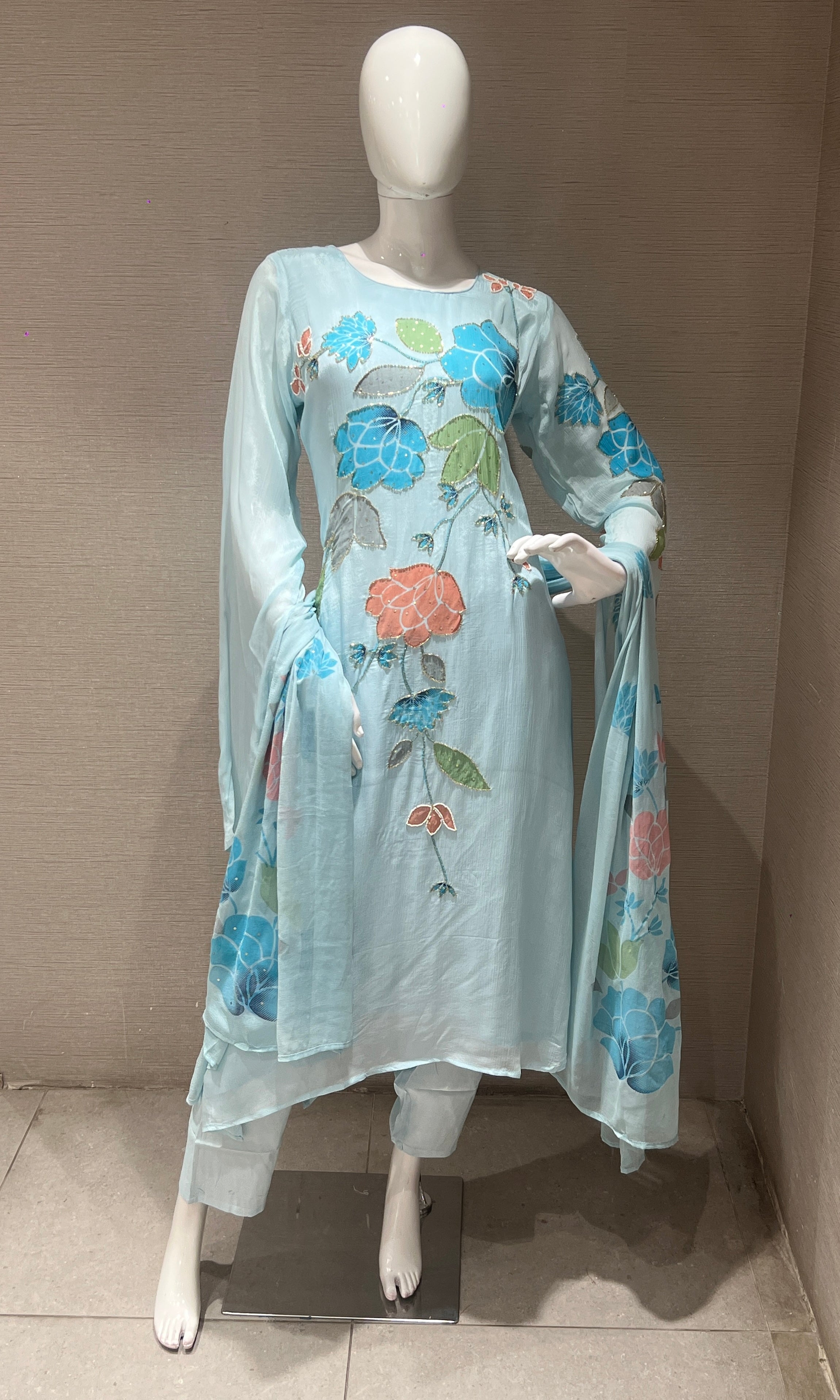 Sea blue kurta set