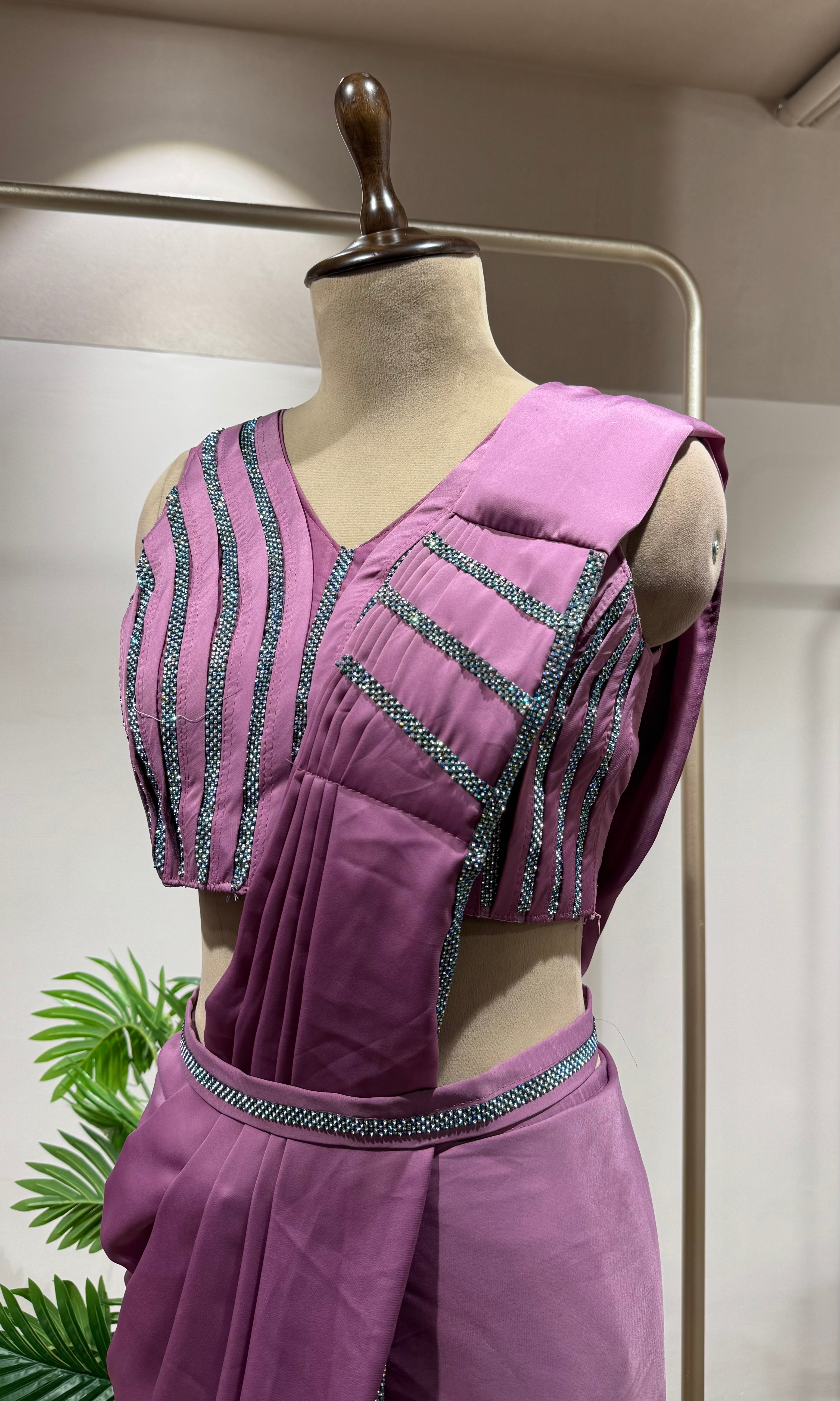 LILAC Drape Saree WITH EMBELLISHED BLOUSE