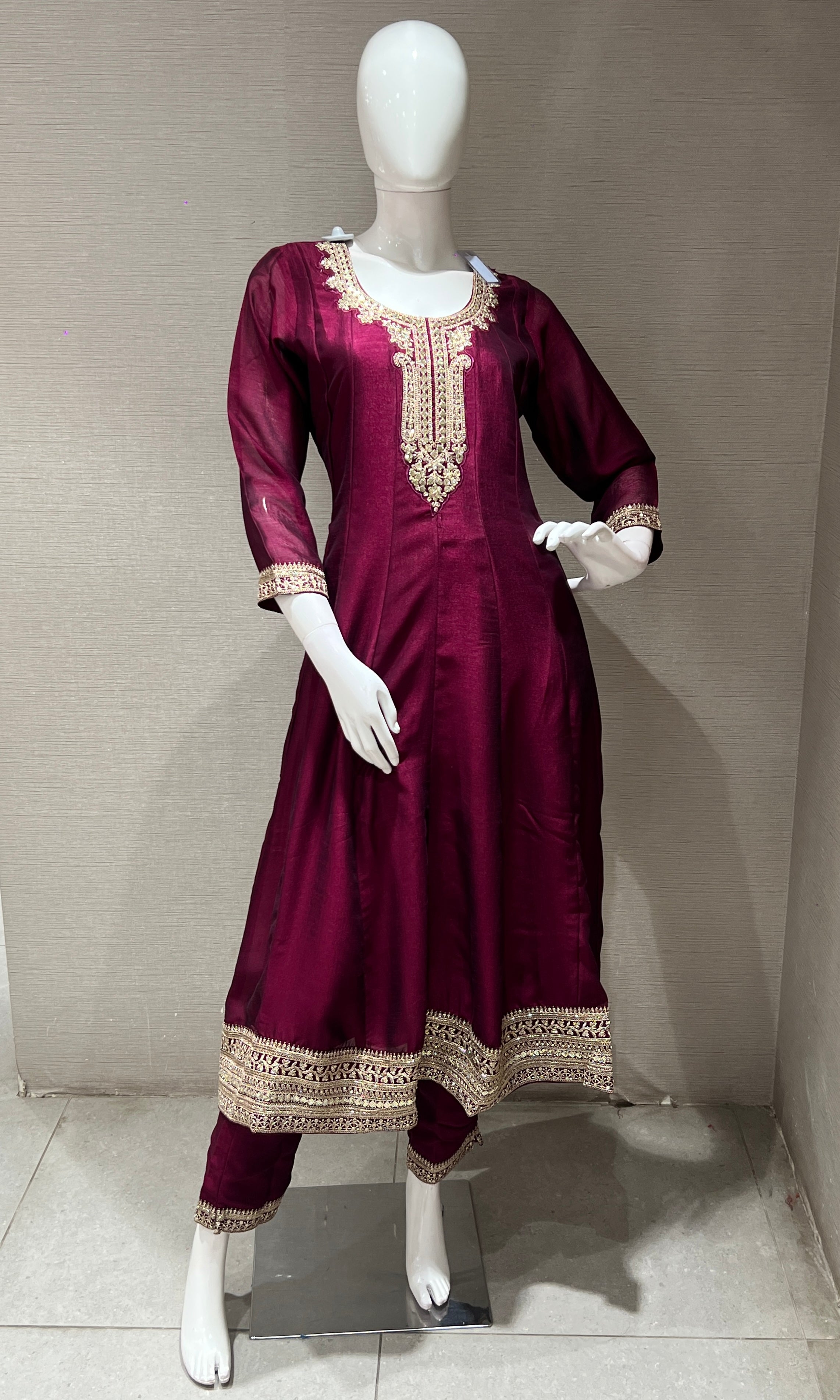 Wine gold Ethnic Anarkali kurta set