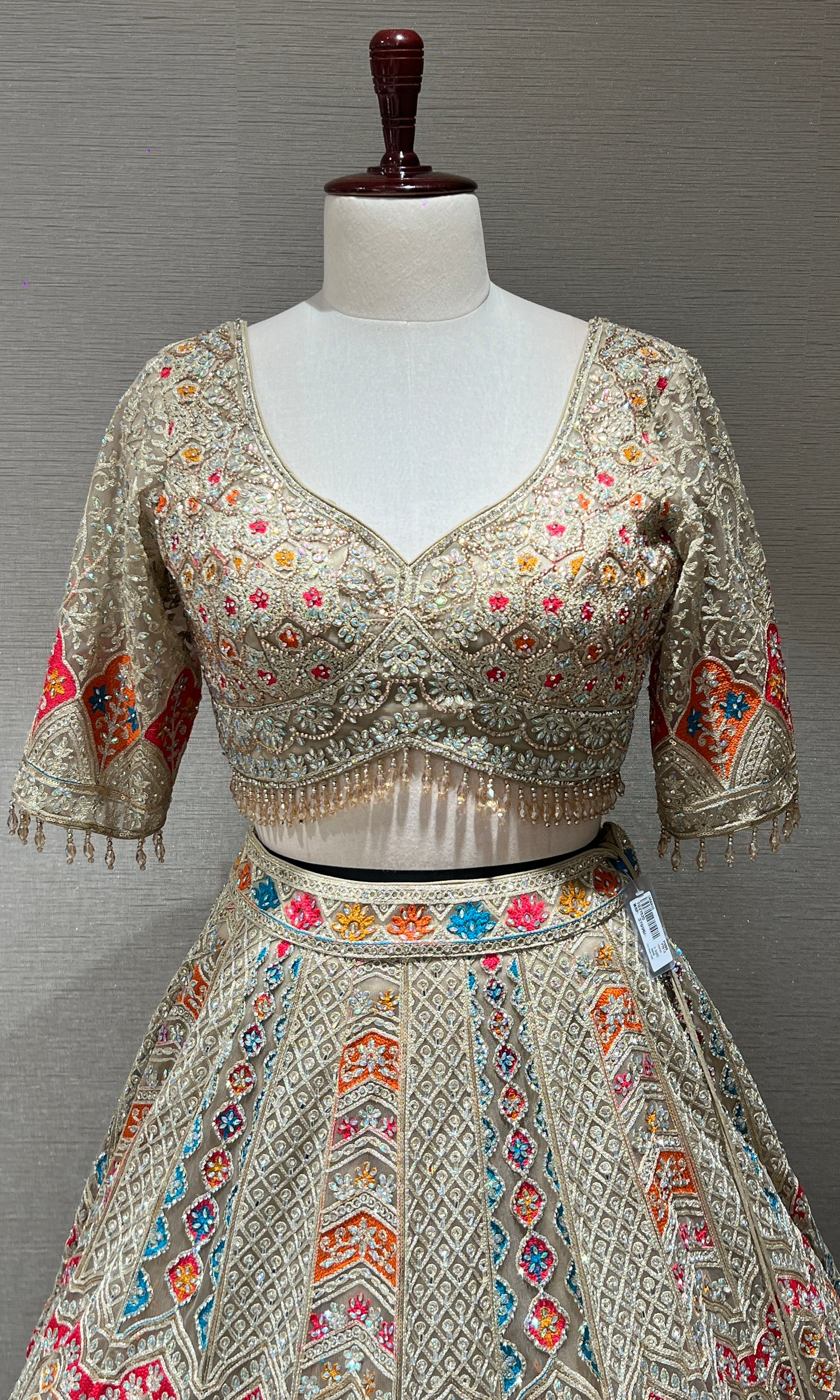 Chikoo Lehenga with Multi Color intricate embroidery