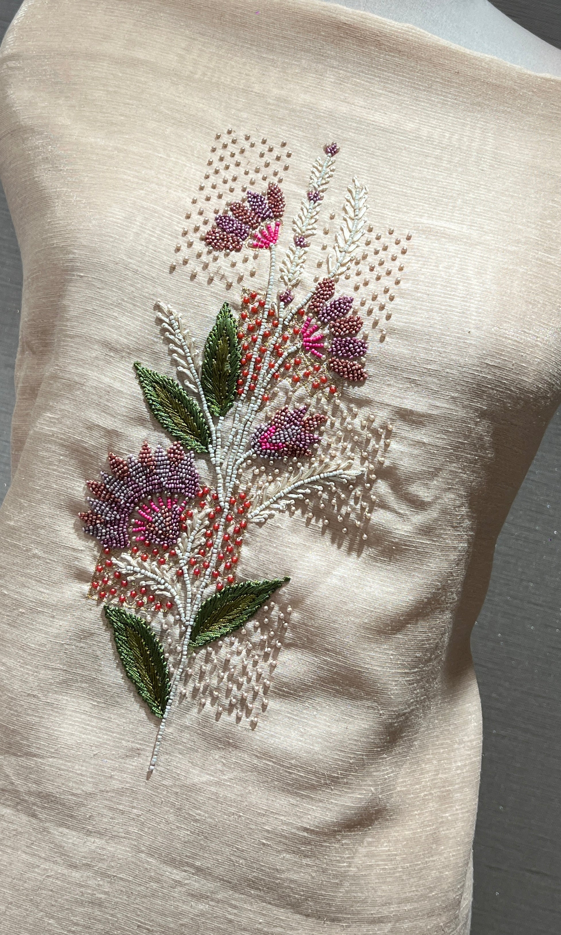 Cream FLORAL dress material