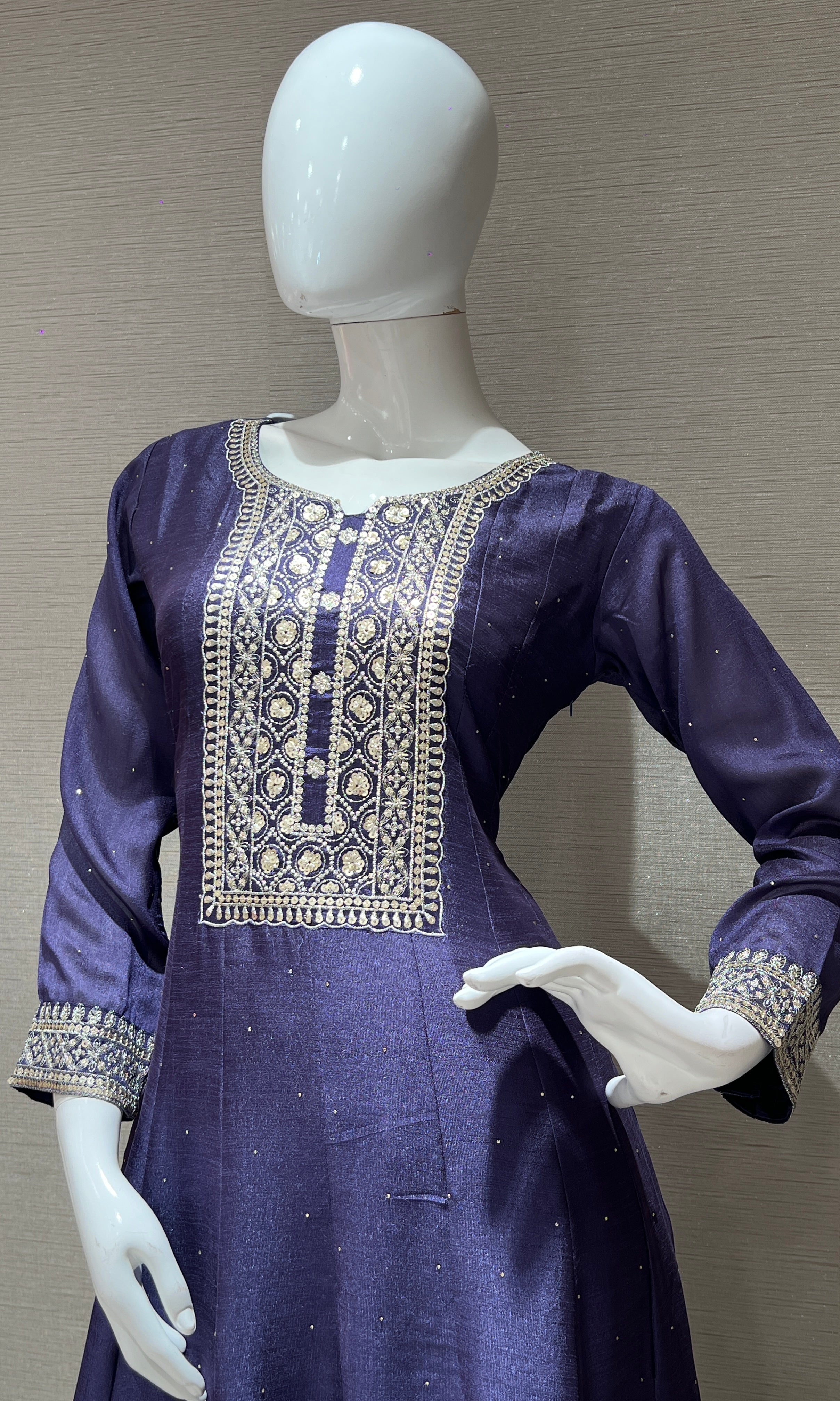 Purple Graceful Anarkali Kurta Set with Dupatta