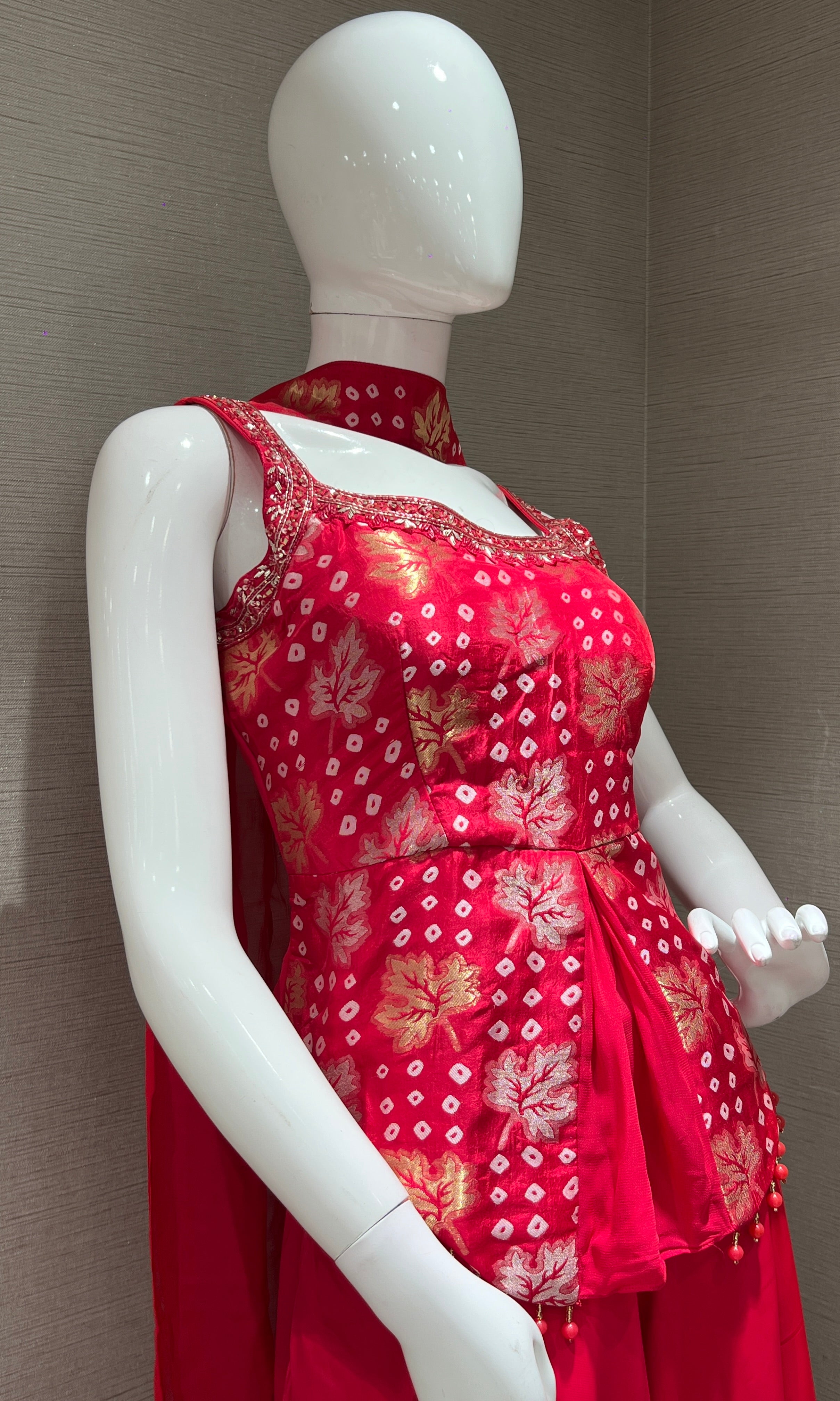 Rani pink peplum print palazzo set