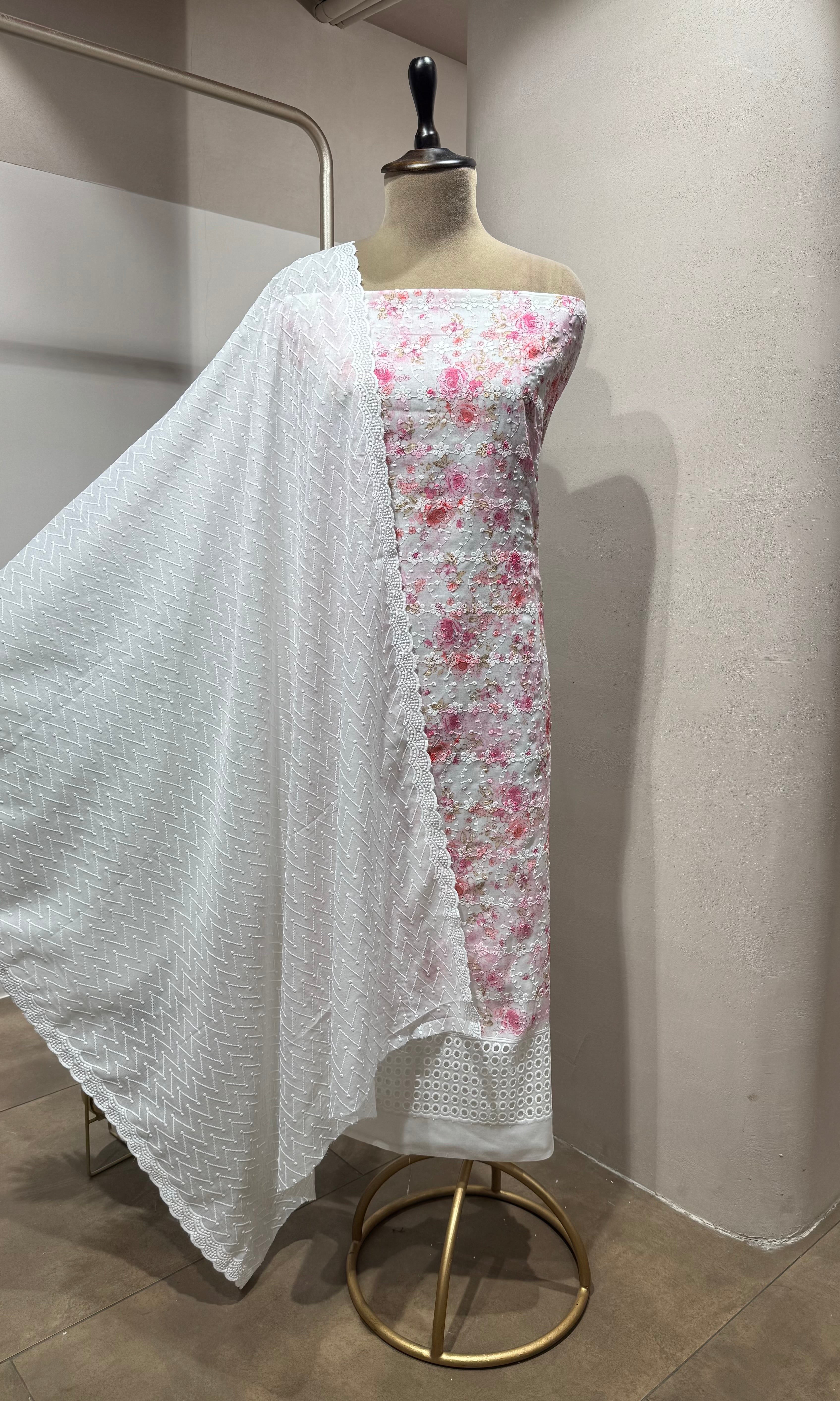 PINK floral dress material