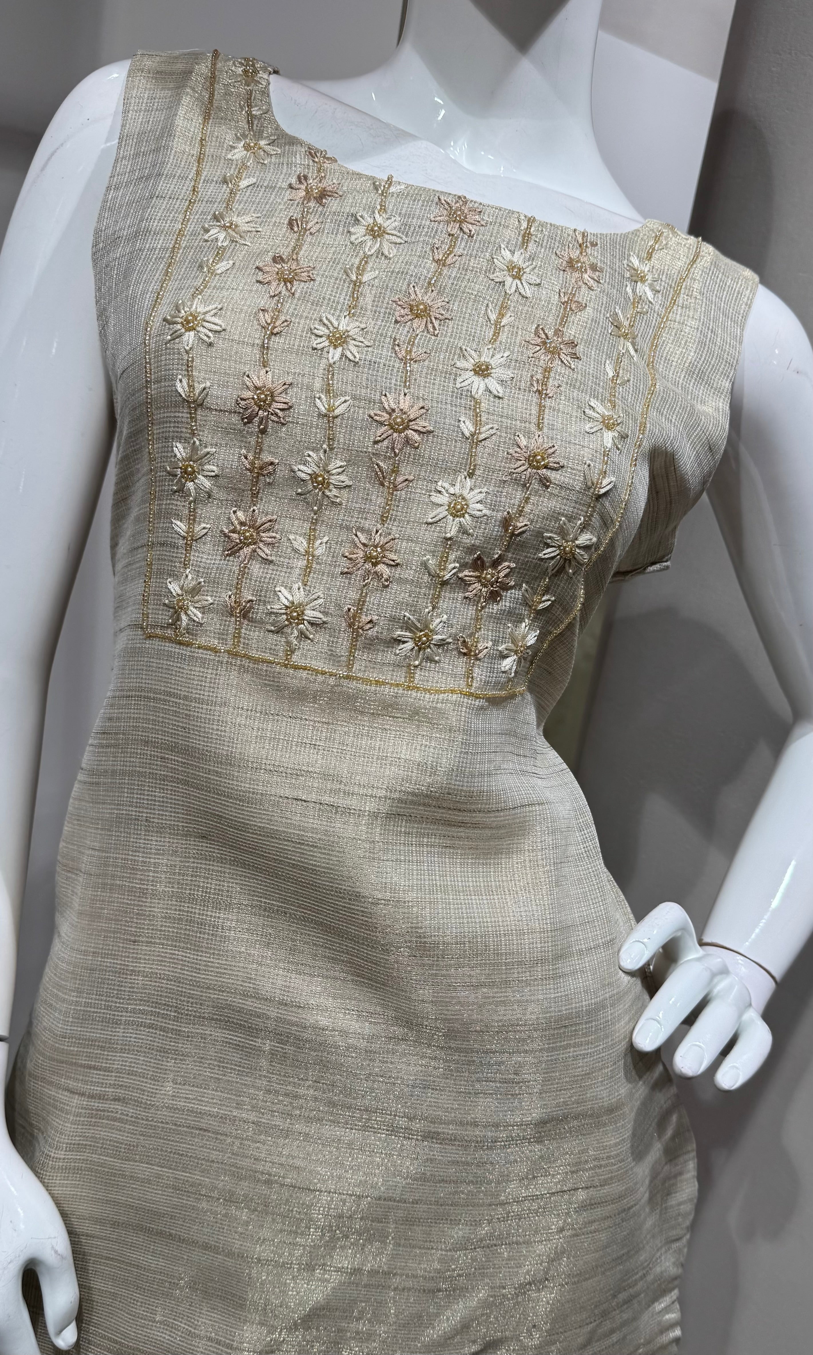 Fawn and Gold Embroidered Kurta Set