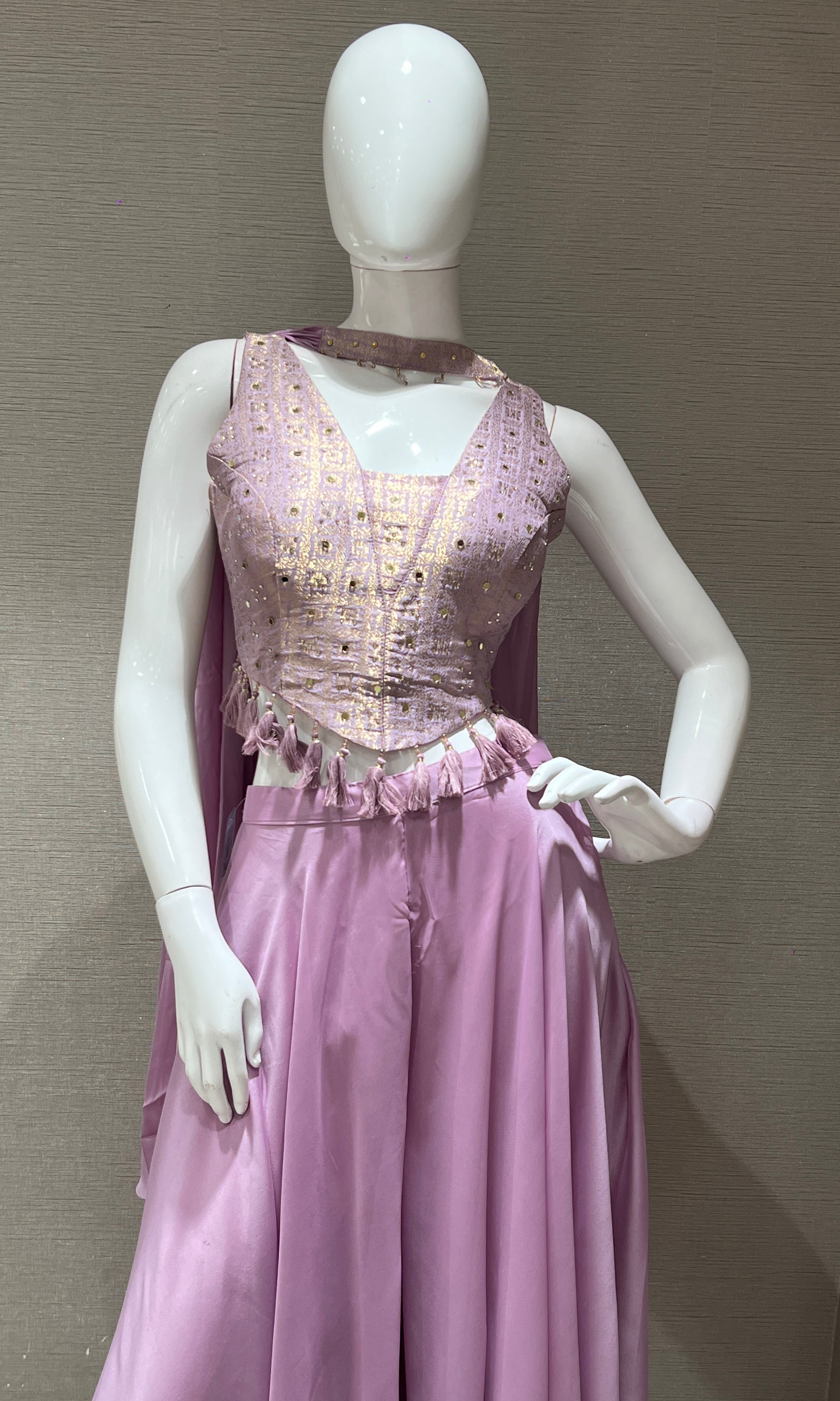 Light Purple embroidered corset top with Palazoo