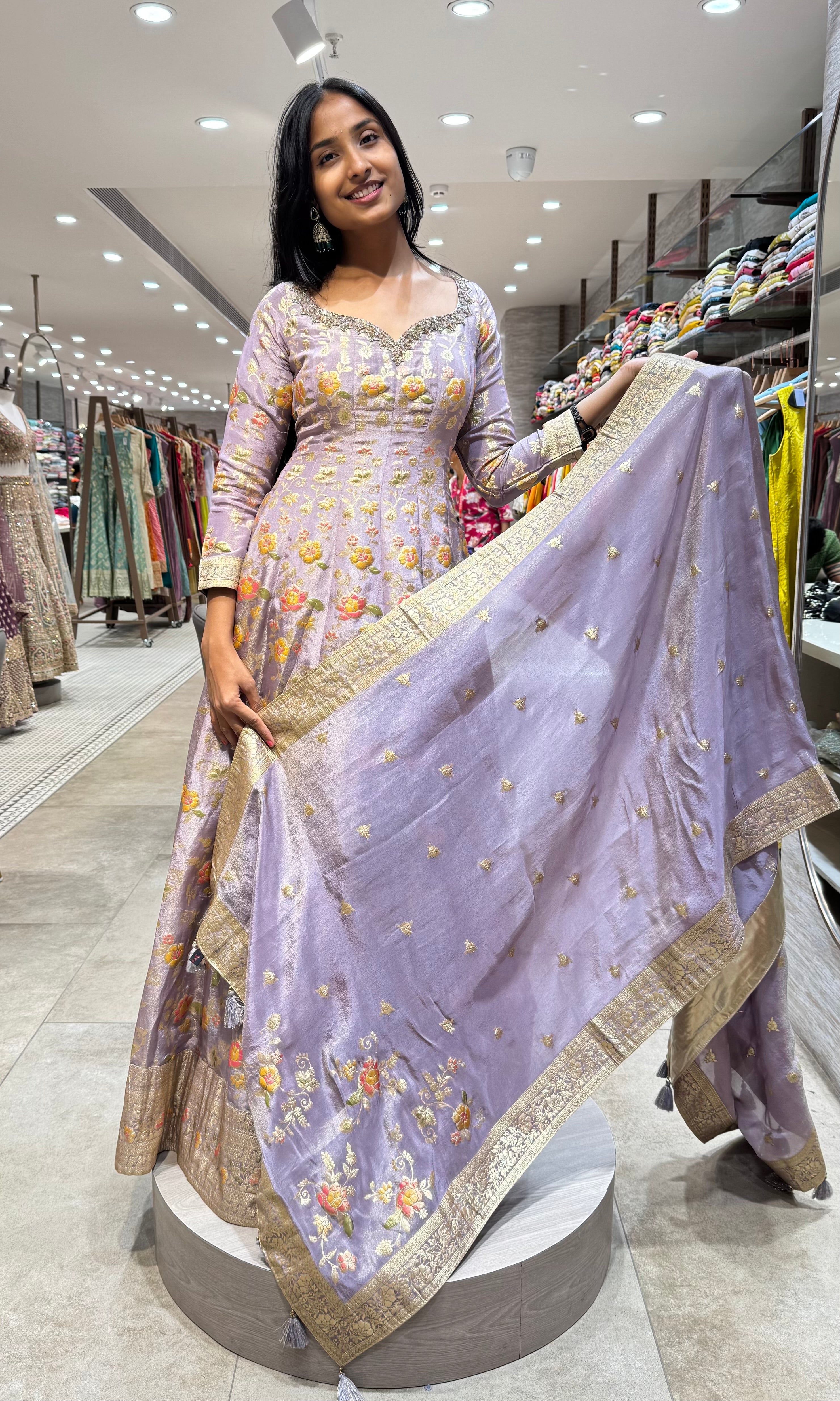 LILAC FLORAL EMBROIDERED ANARKALI SET