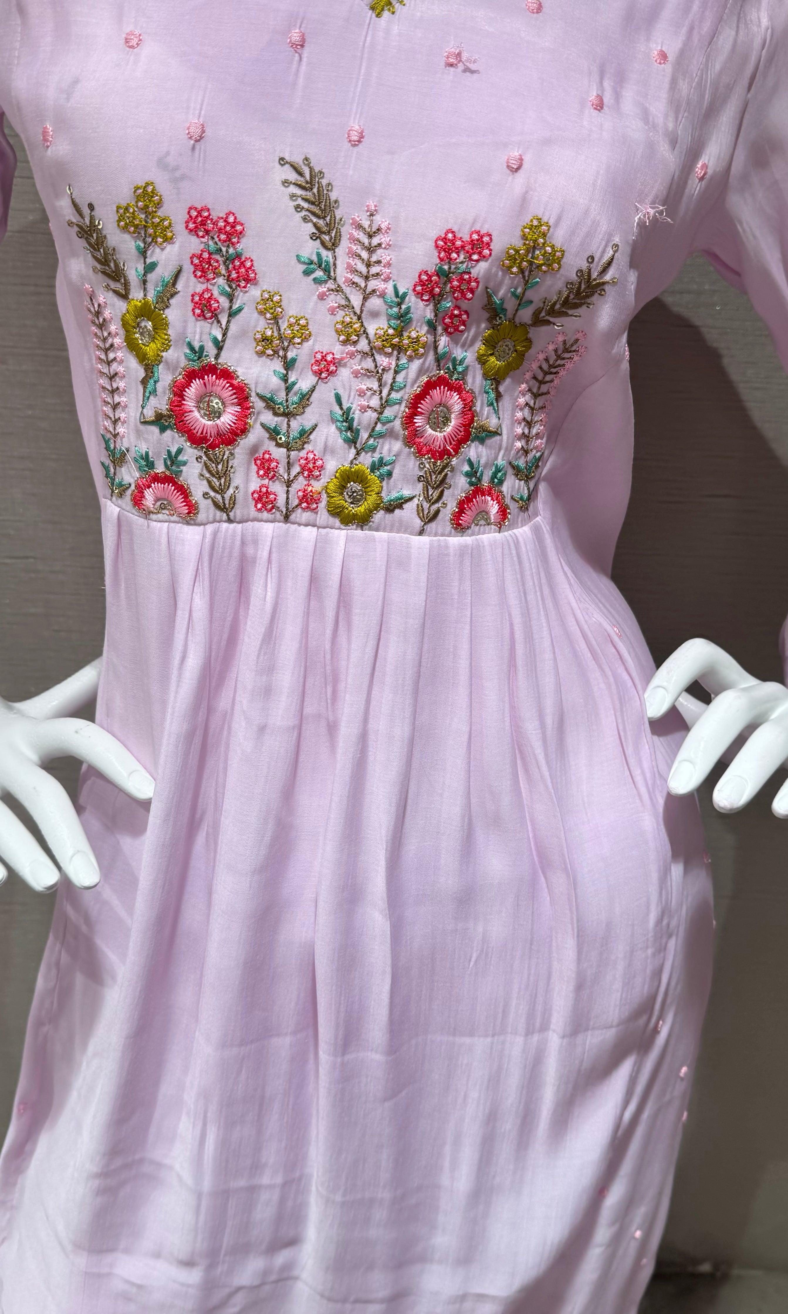 Lavander floral embroidery kurta set