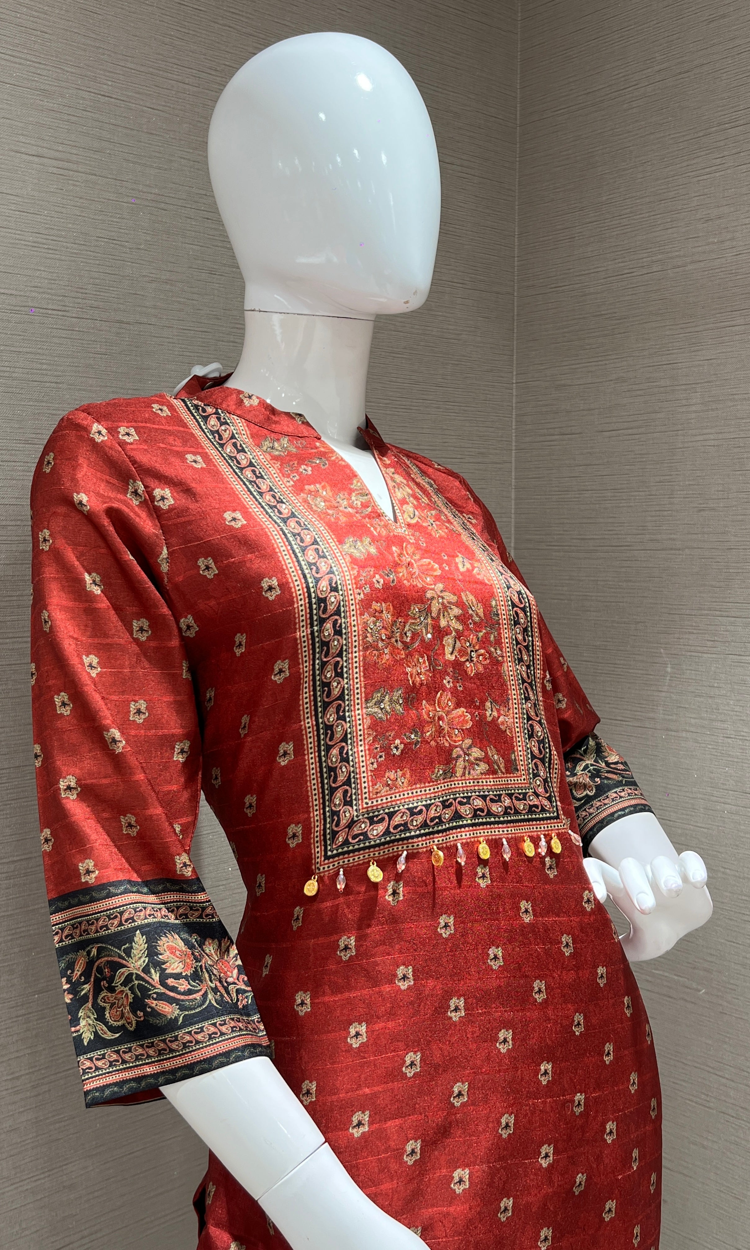 Rust printed kurta set