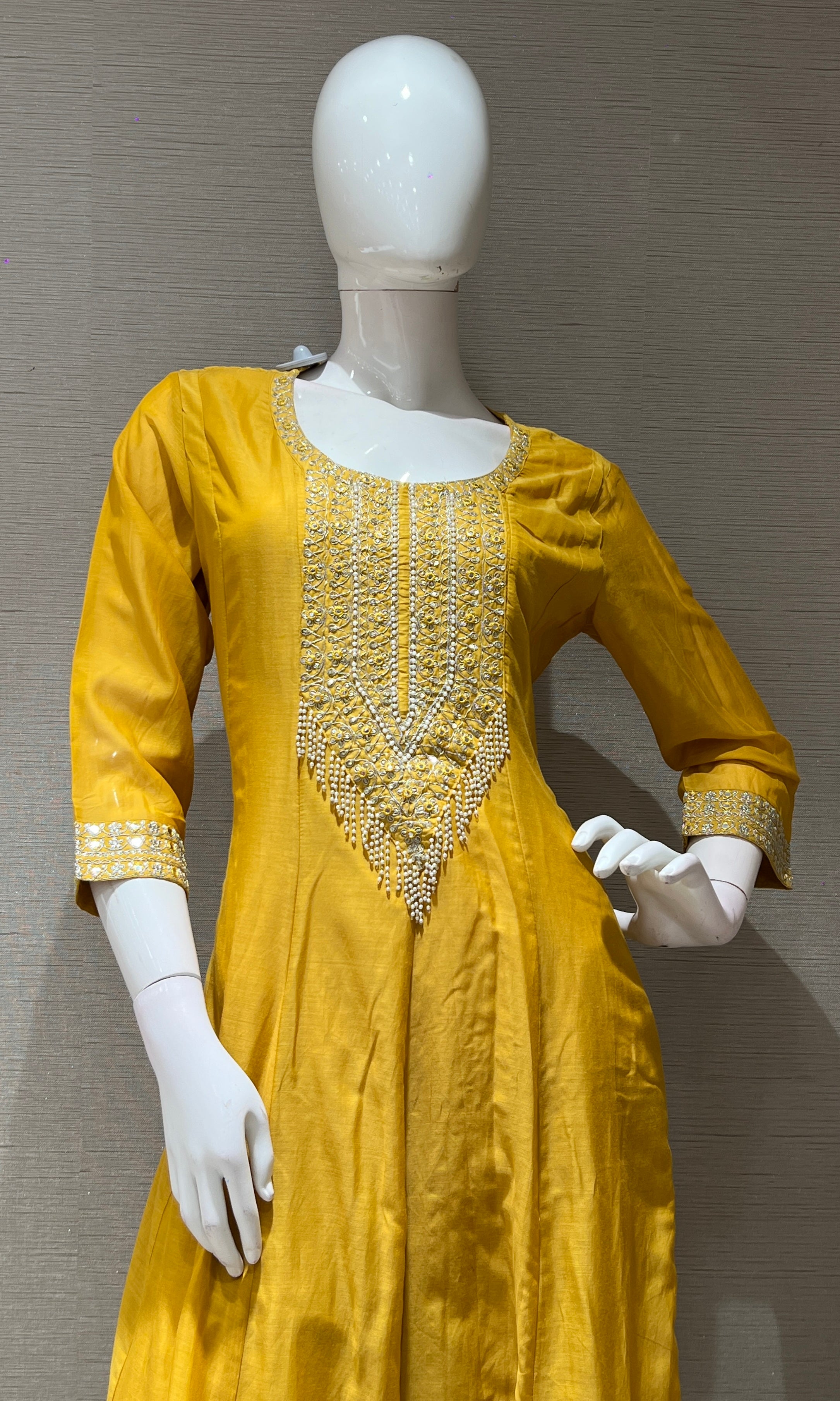 Yellow EMBROIDERED Anarkali KURTA SET