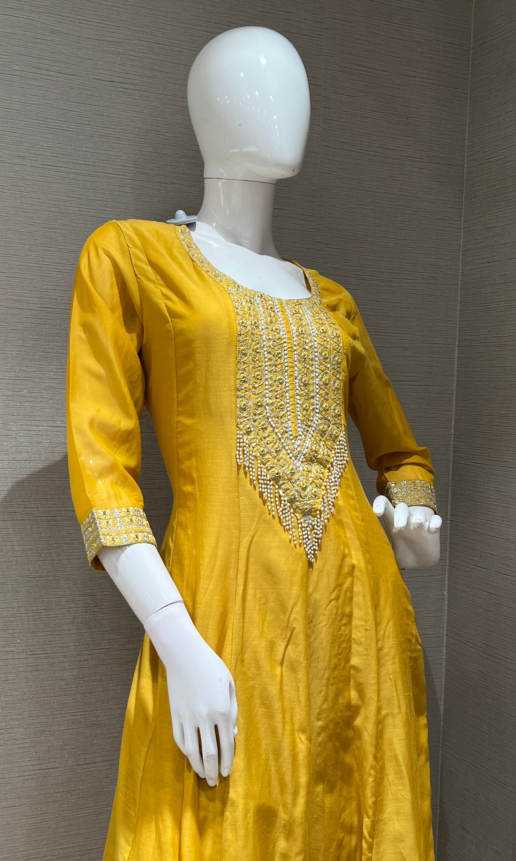 Yellow EMBROIDERED Anarkali KURTA SET