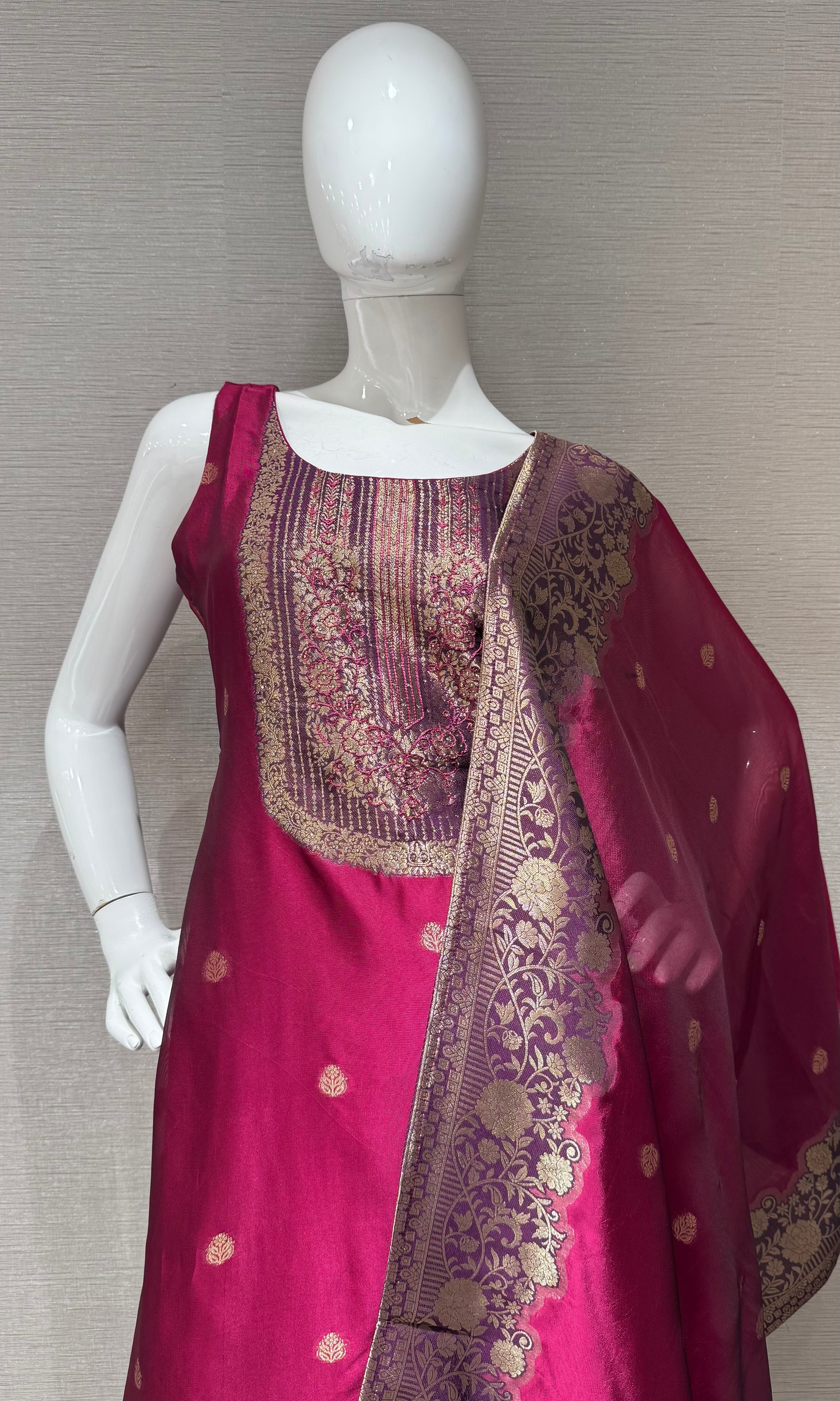 Royal Wine Fuchsia Zari Embroidered Kurta Set