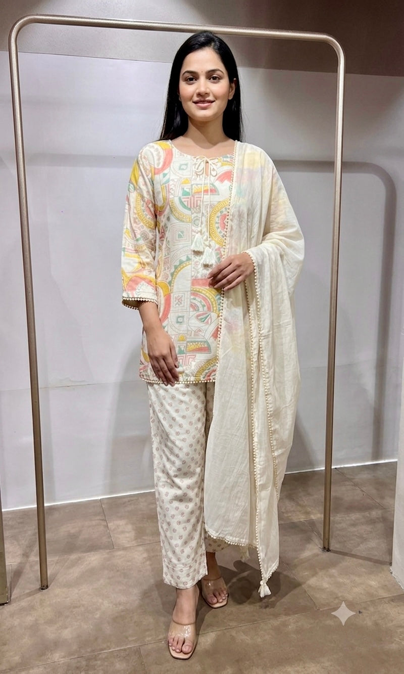 Yellow Pastel Floral Printed Farsi salwar