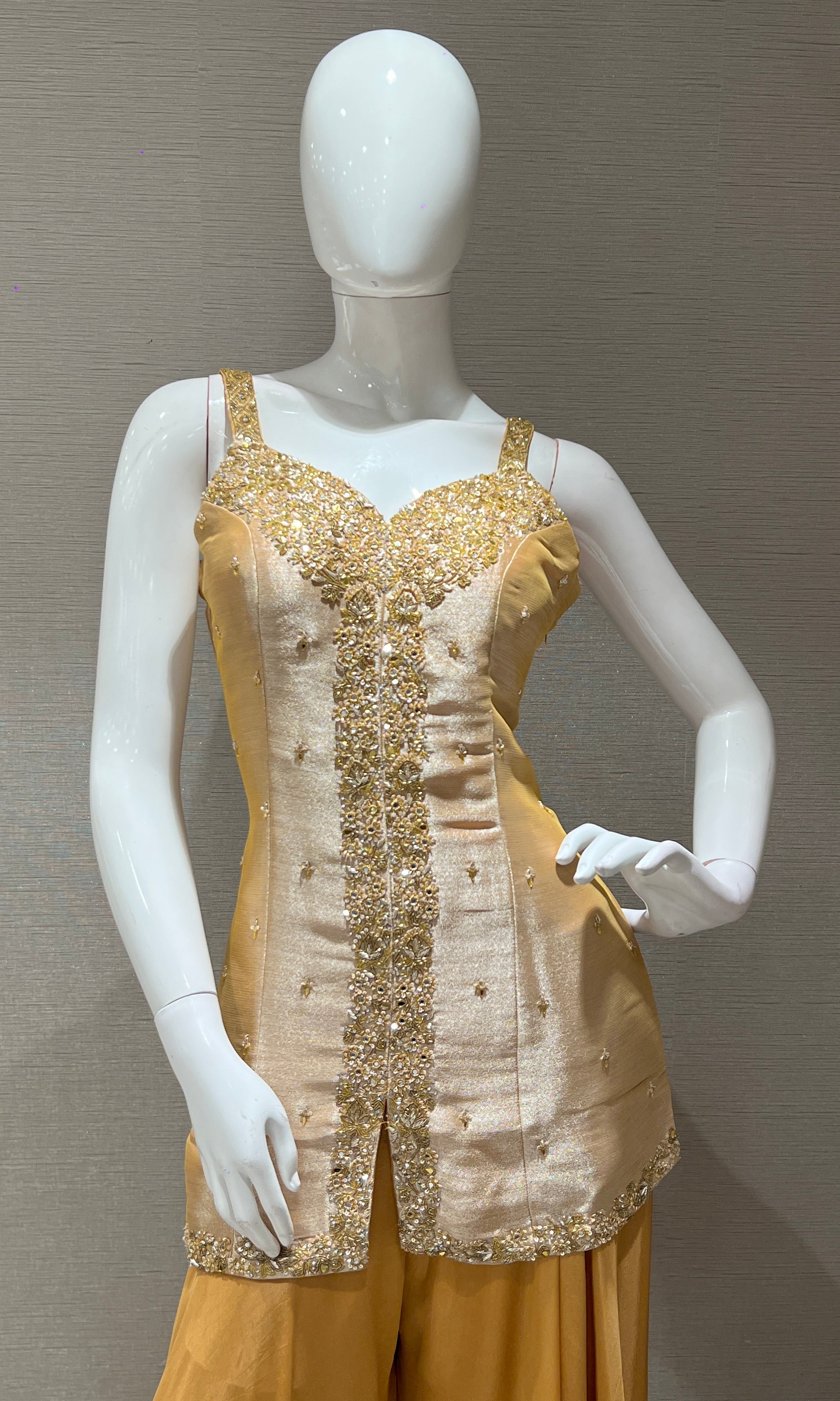 Mustard Yellow Embroidered Sharara