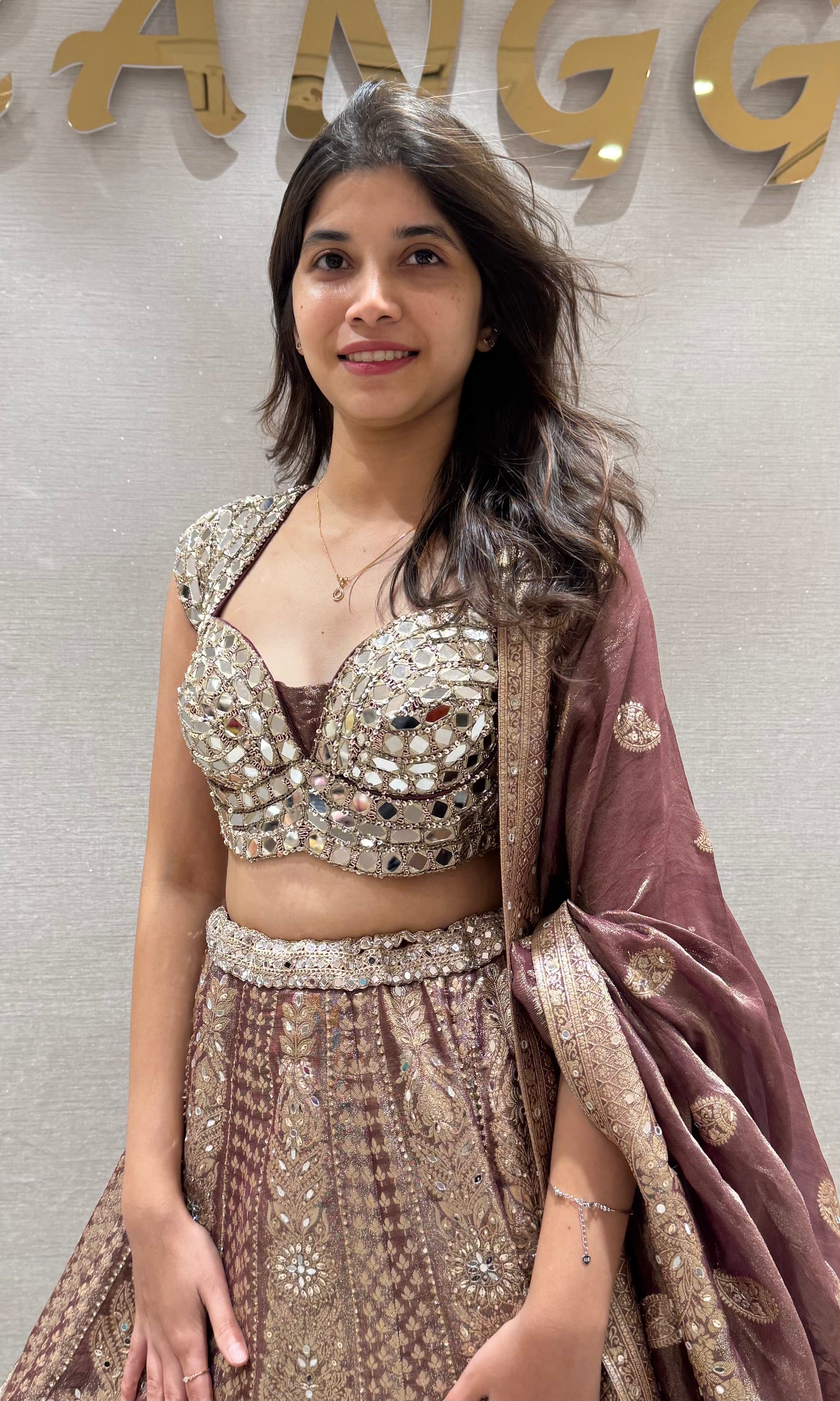 Wine Silk Embroidered Lehenga Set