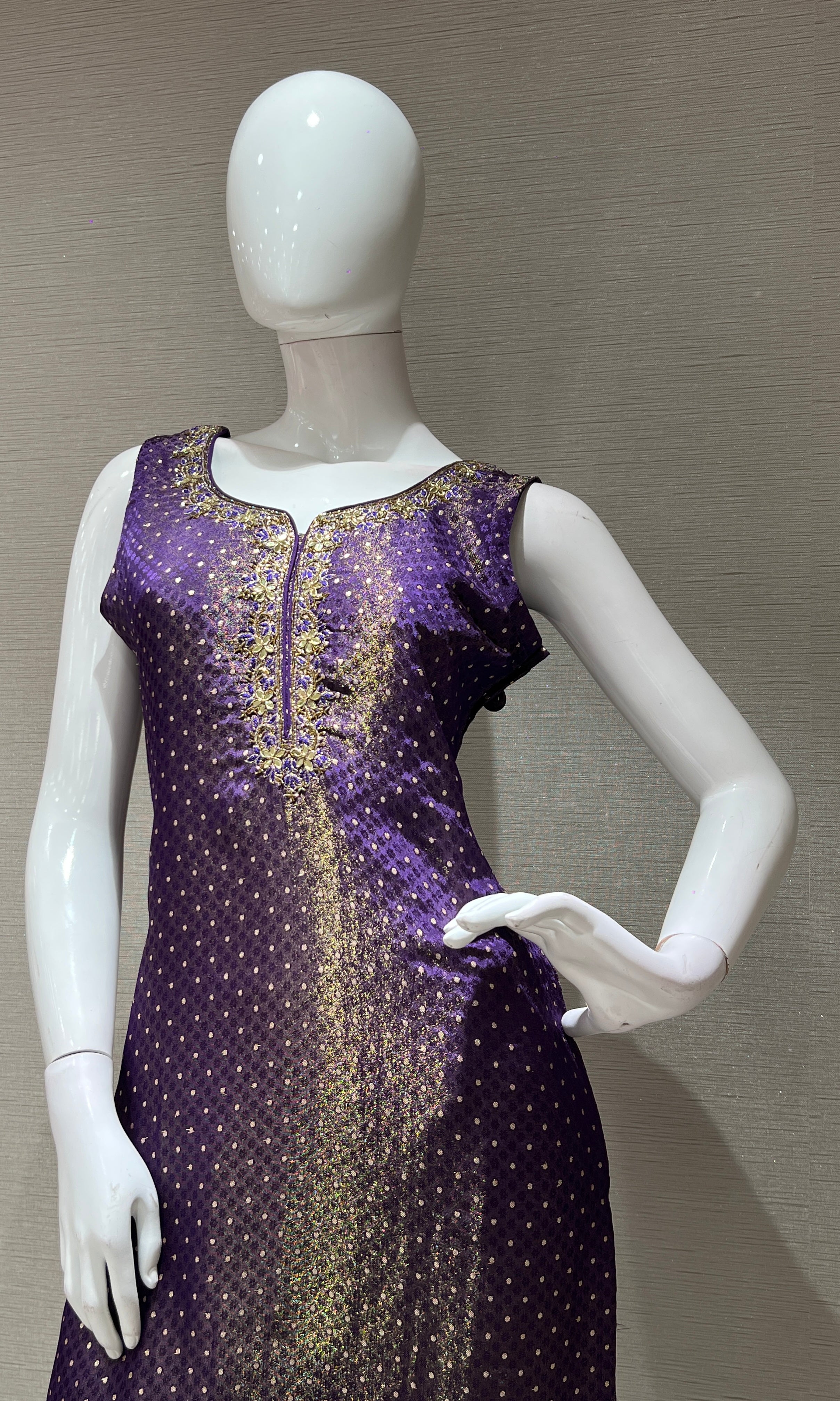 purple embroidered  kurta set with dupatta
