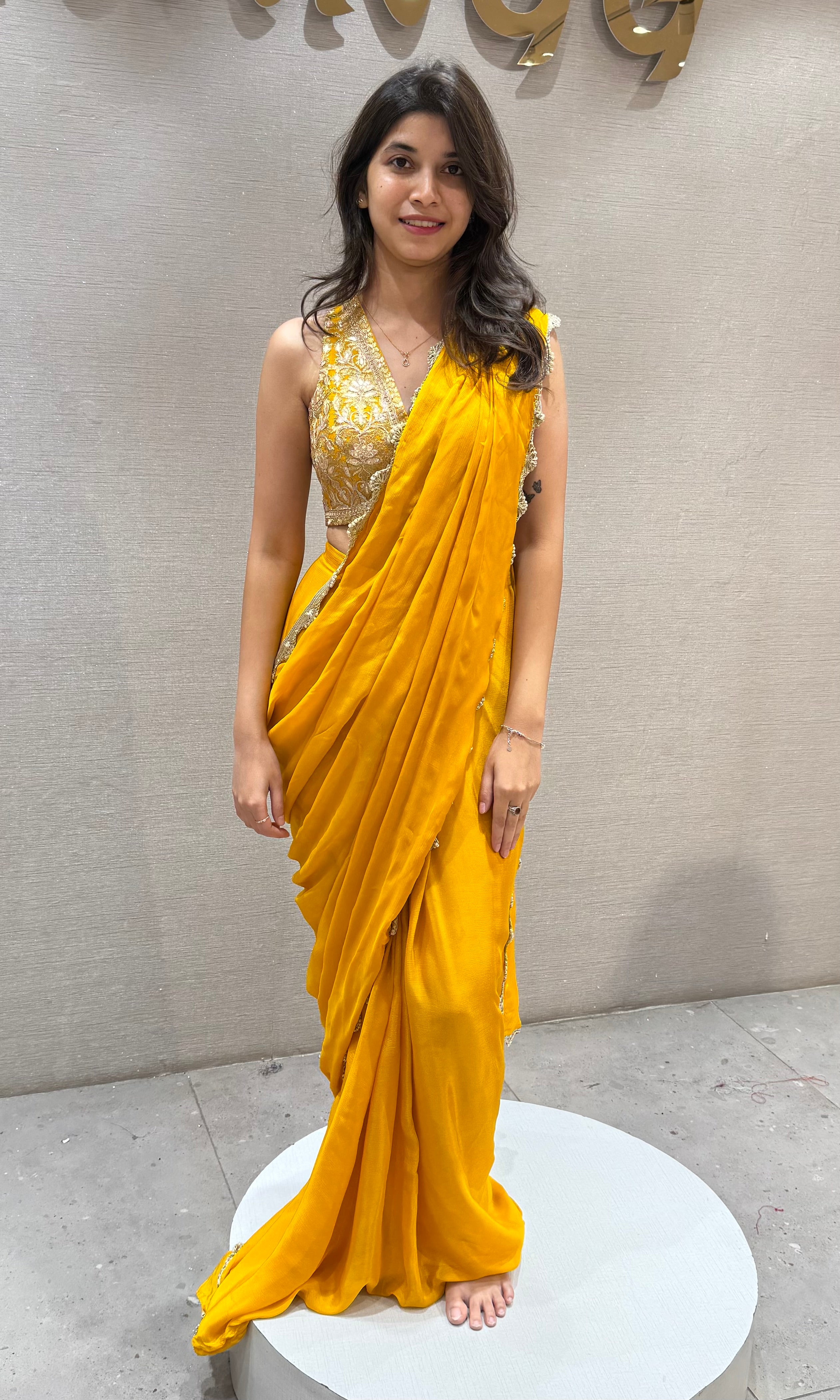 Yellow sunshine Elegance drape saree