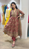 MAROON ETHNIC PRINTED KURTA SET