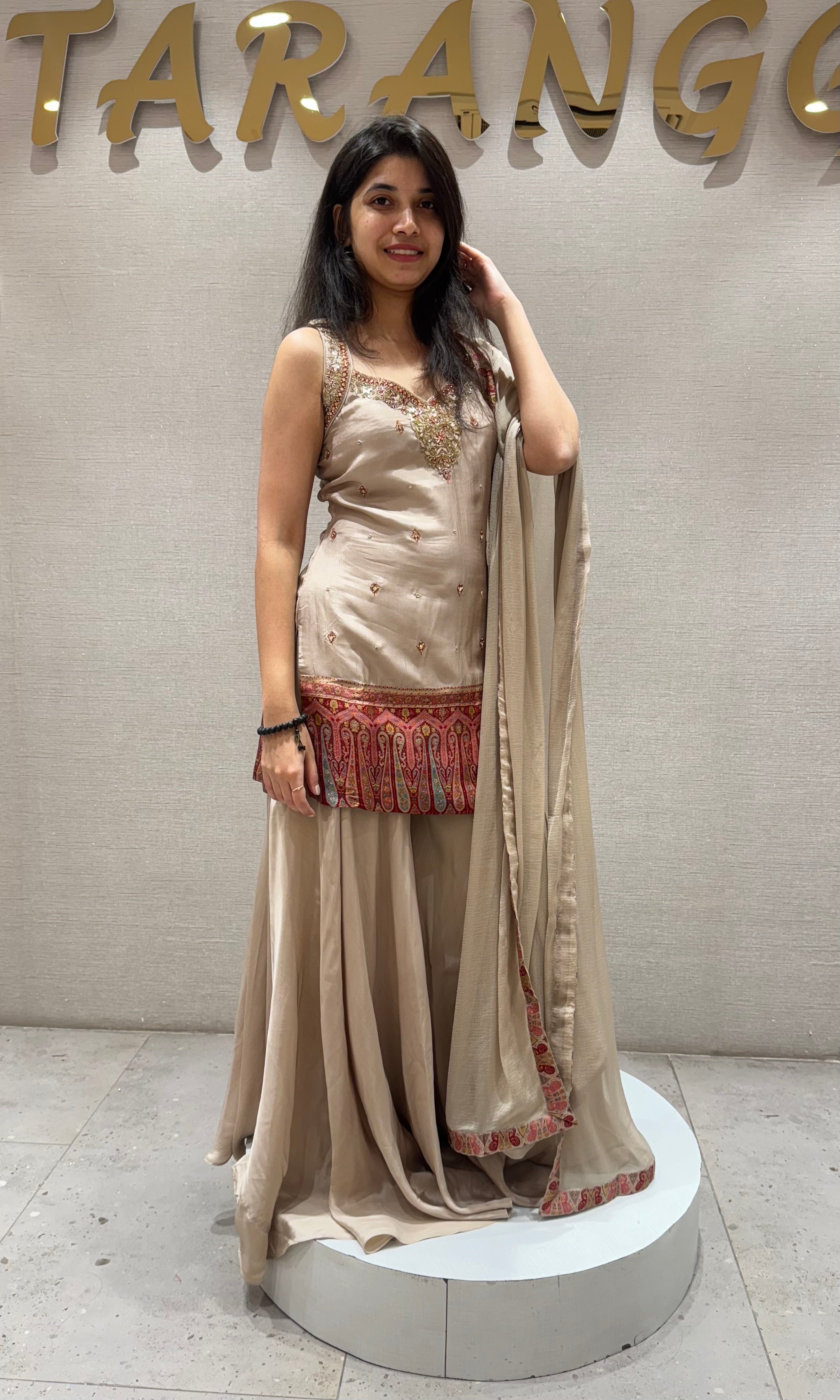 Cream EMBROIDERED SHARARA SET