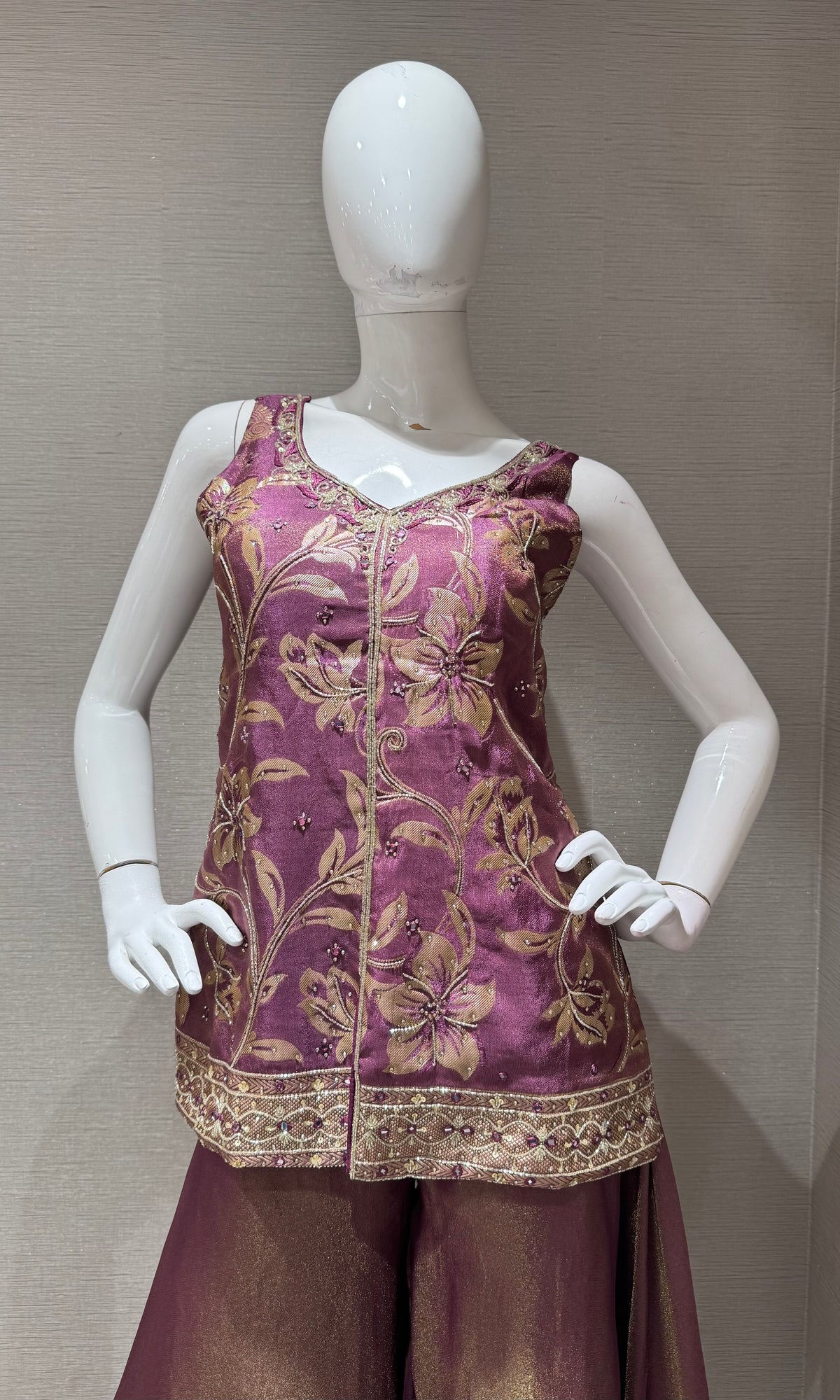WINE Banarasi Brocade Silk Palazzo set