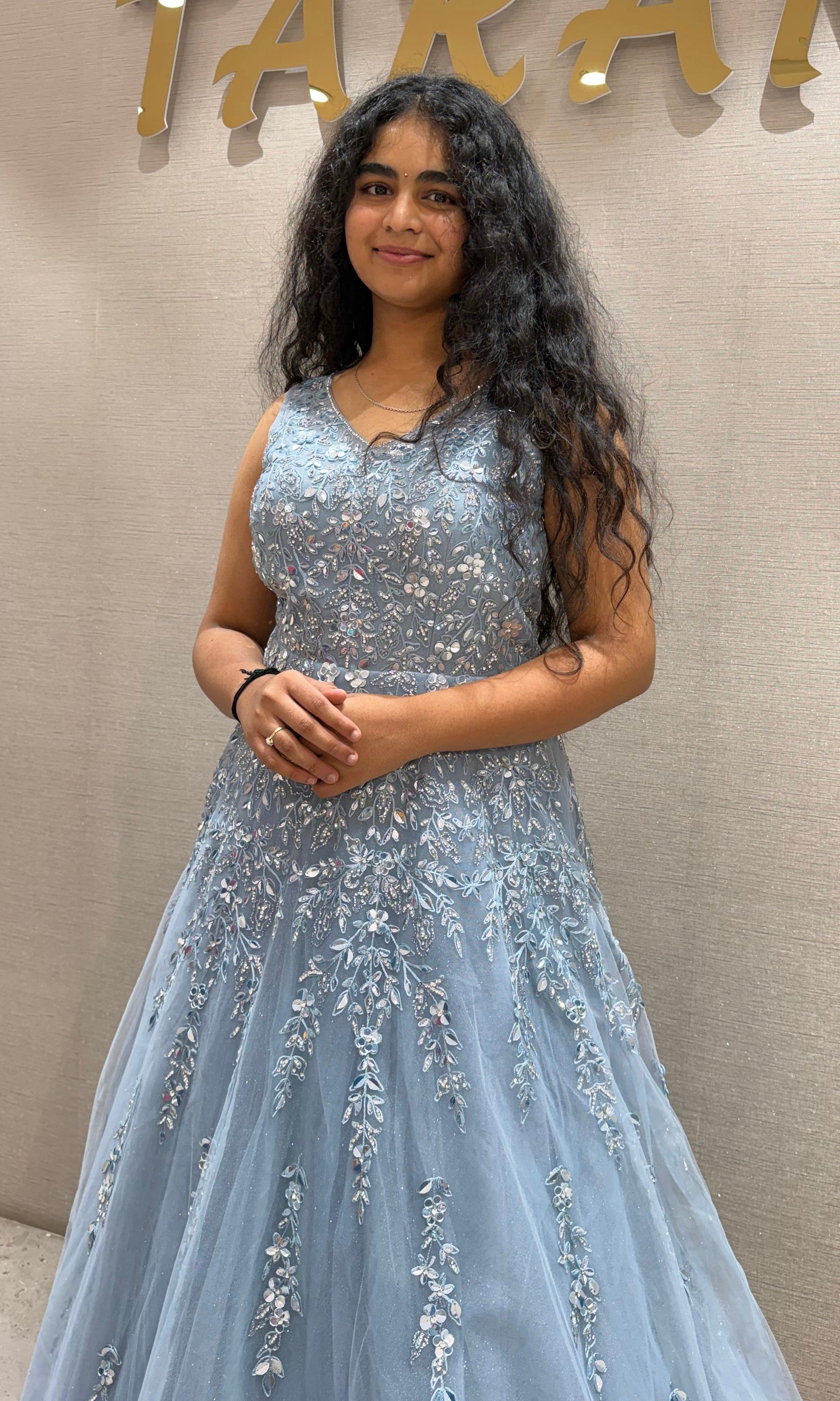 Sky Blue Stonework Gown