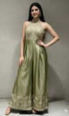 PISTA GREEN EMBROIDERED JUMPSUIT