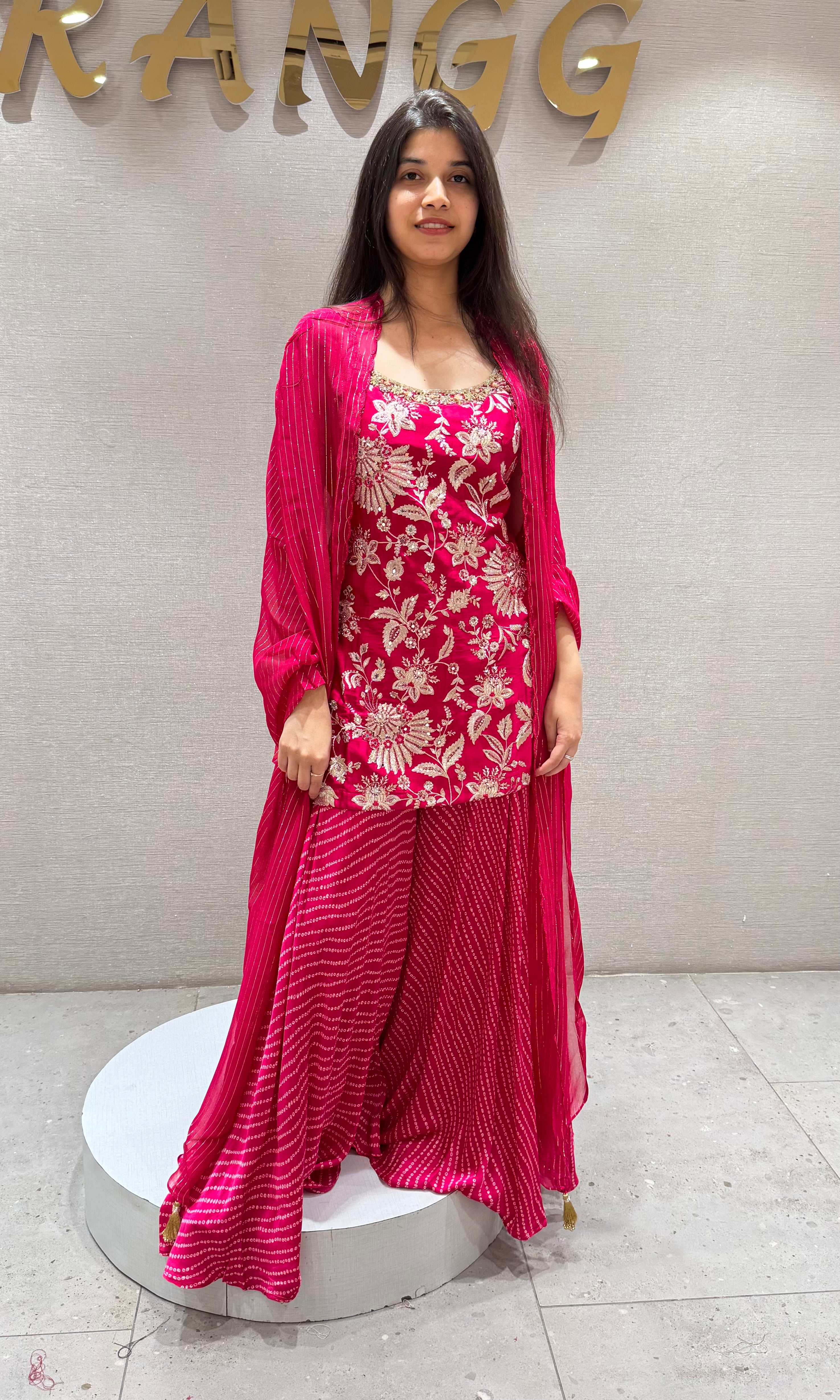 Rani Pink Embroidered Sharara Set