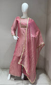Onion Pink Tissue silk Salwar Kurta with Palazzo pants
