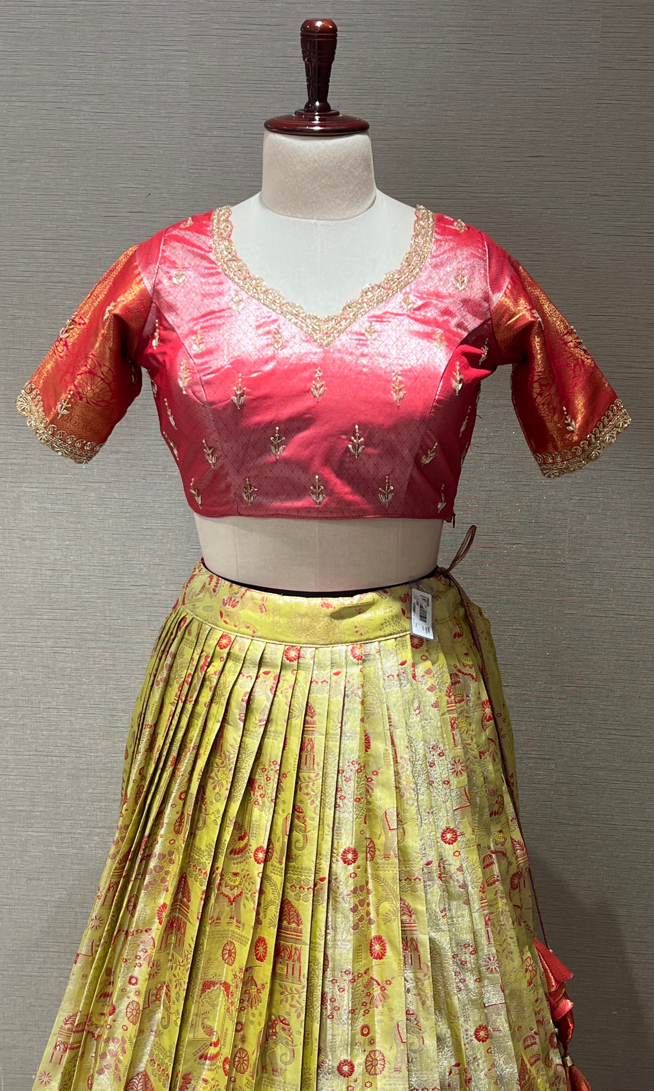 Rose Pink and Parrot Green Lehenga