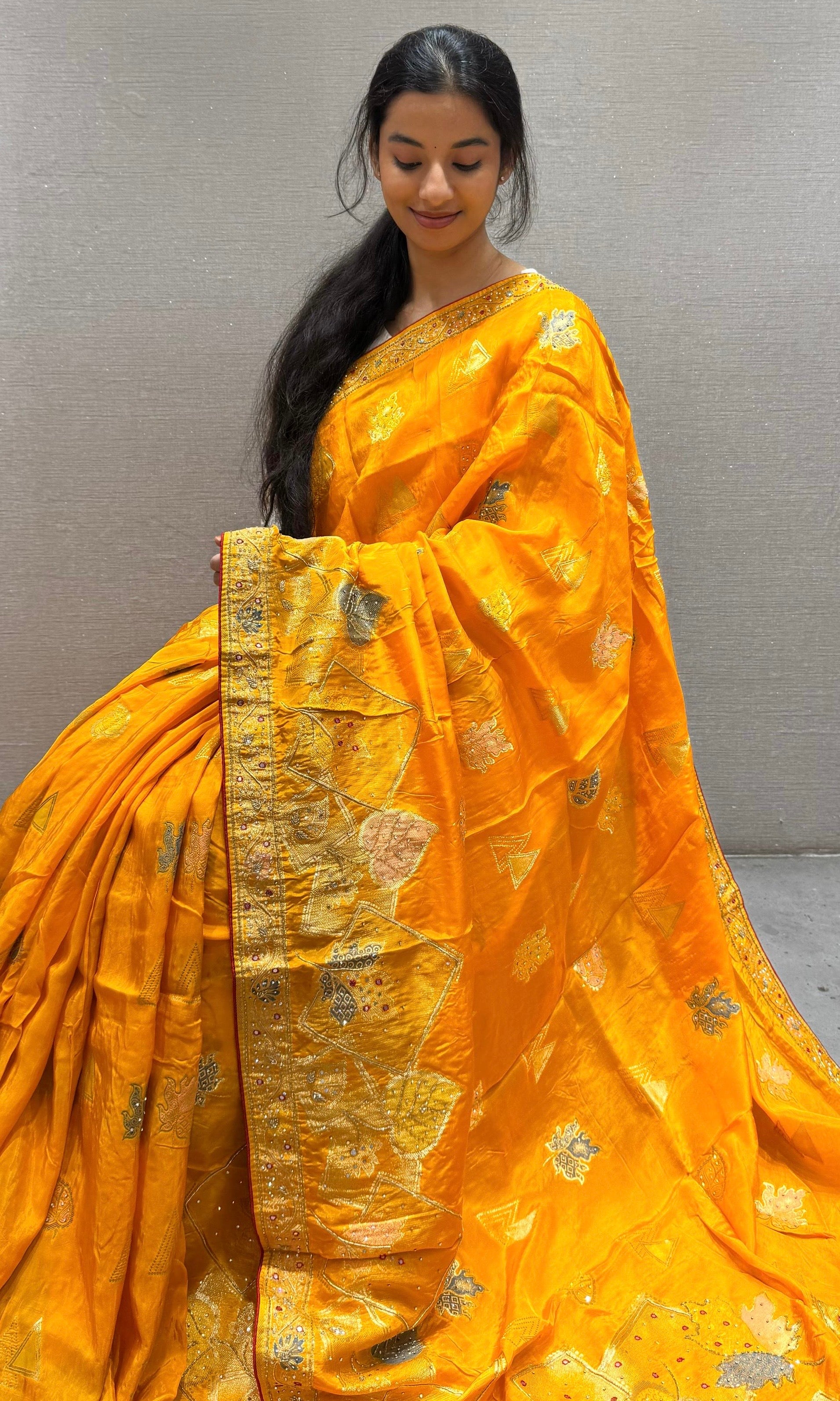 Gold Yellow Banarasi saree