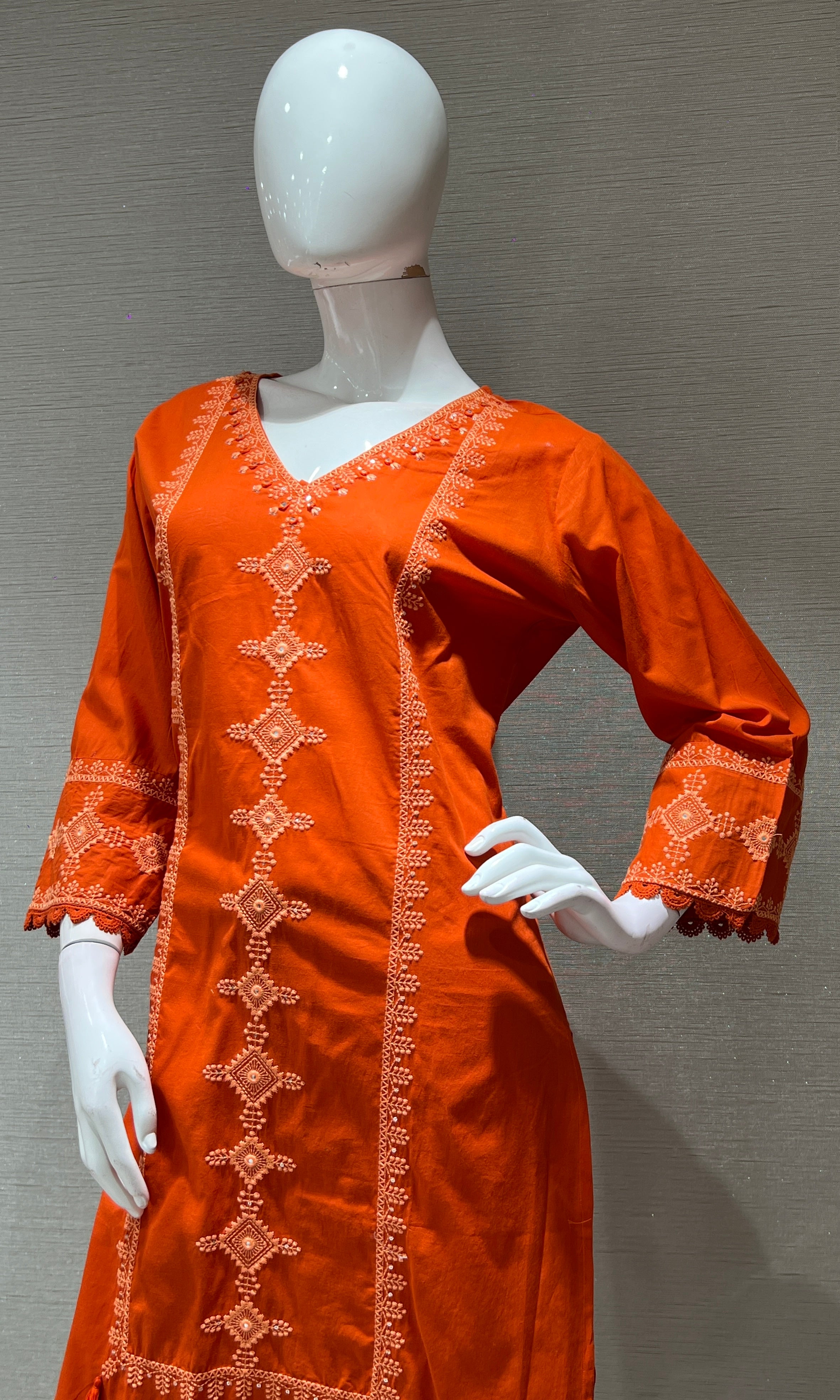 Orange kurta set with palazzo pants