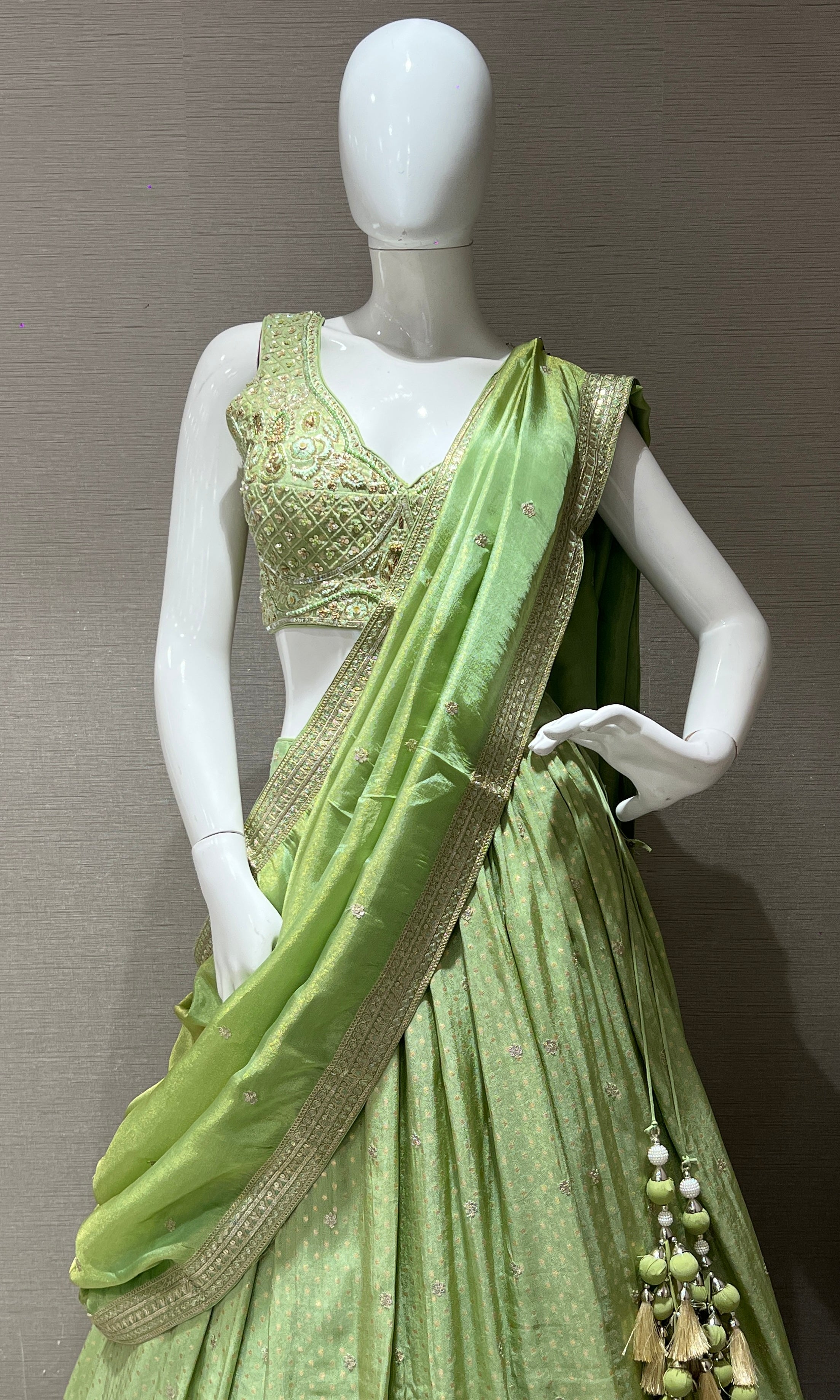 Parrot green Lehenga