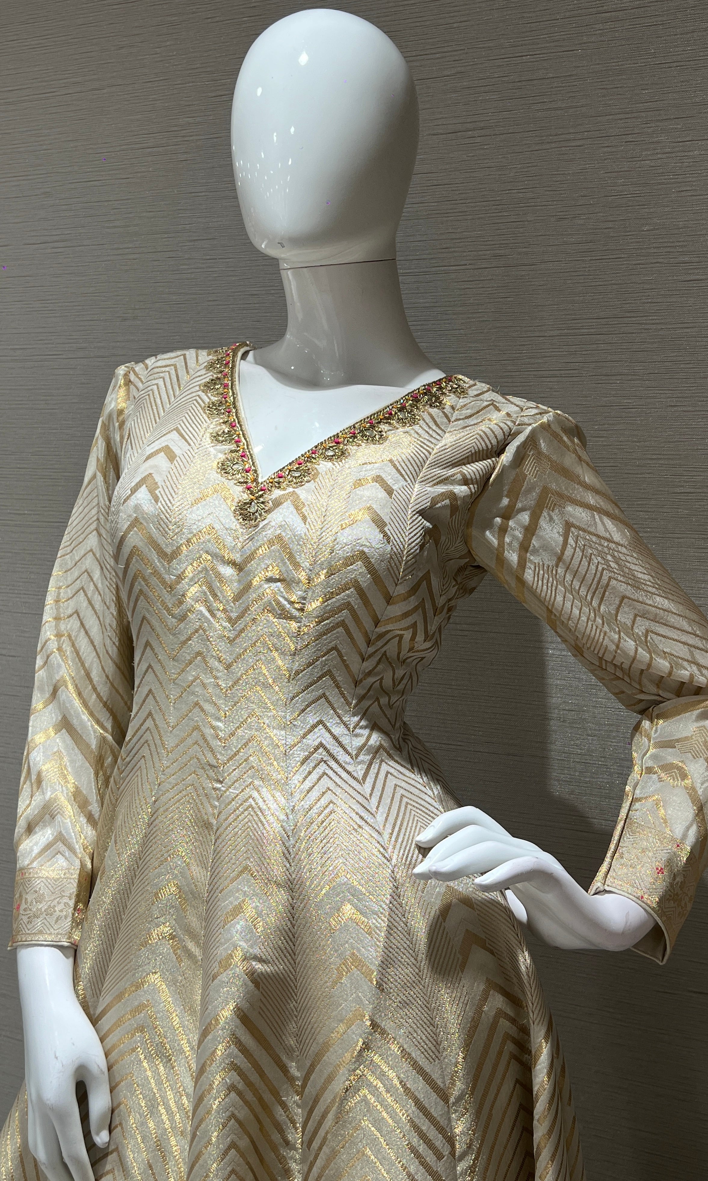 Golden Elegance Anarkali Set