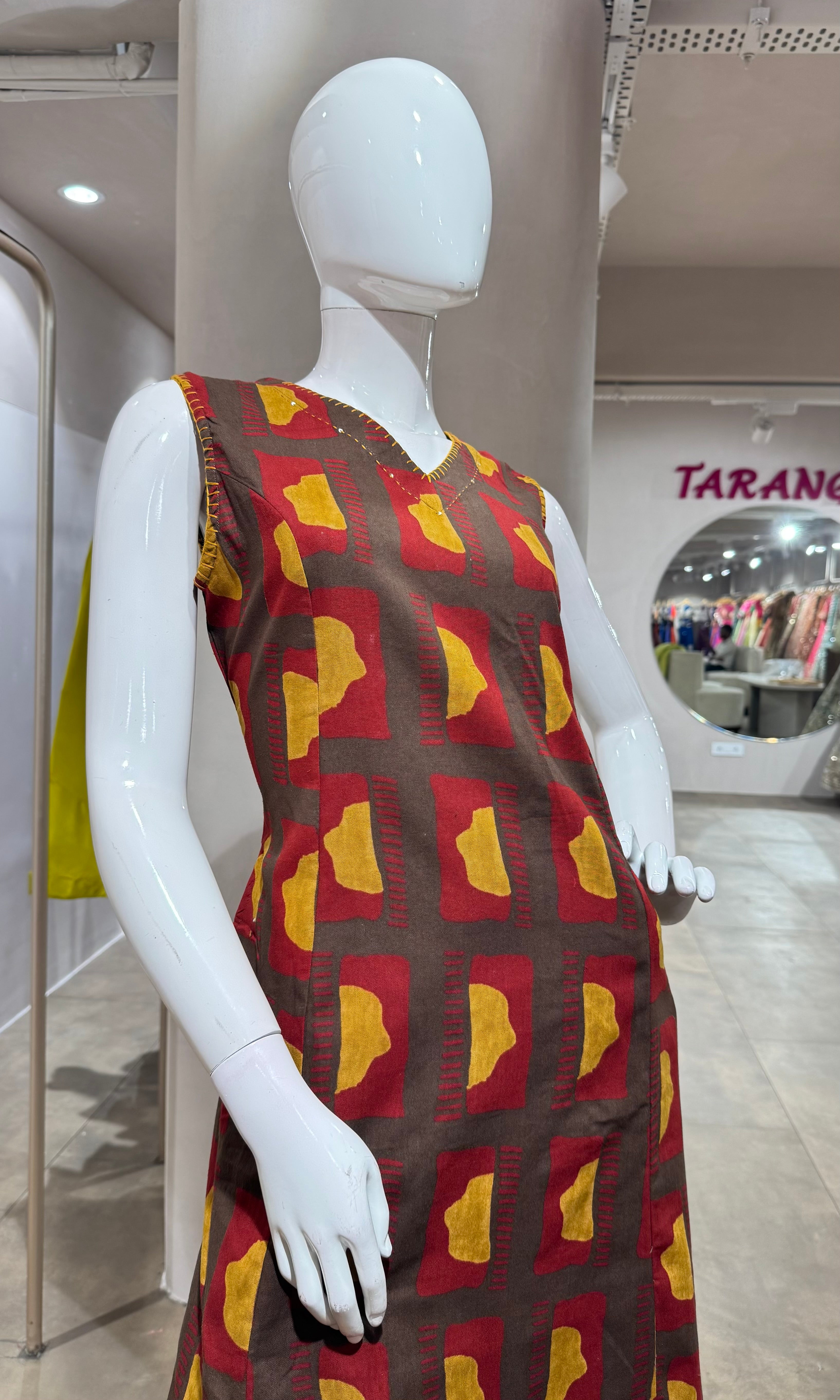 BROWN KURTI WITH BOTTOM