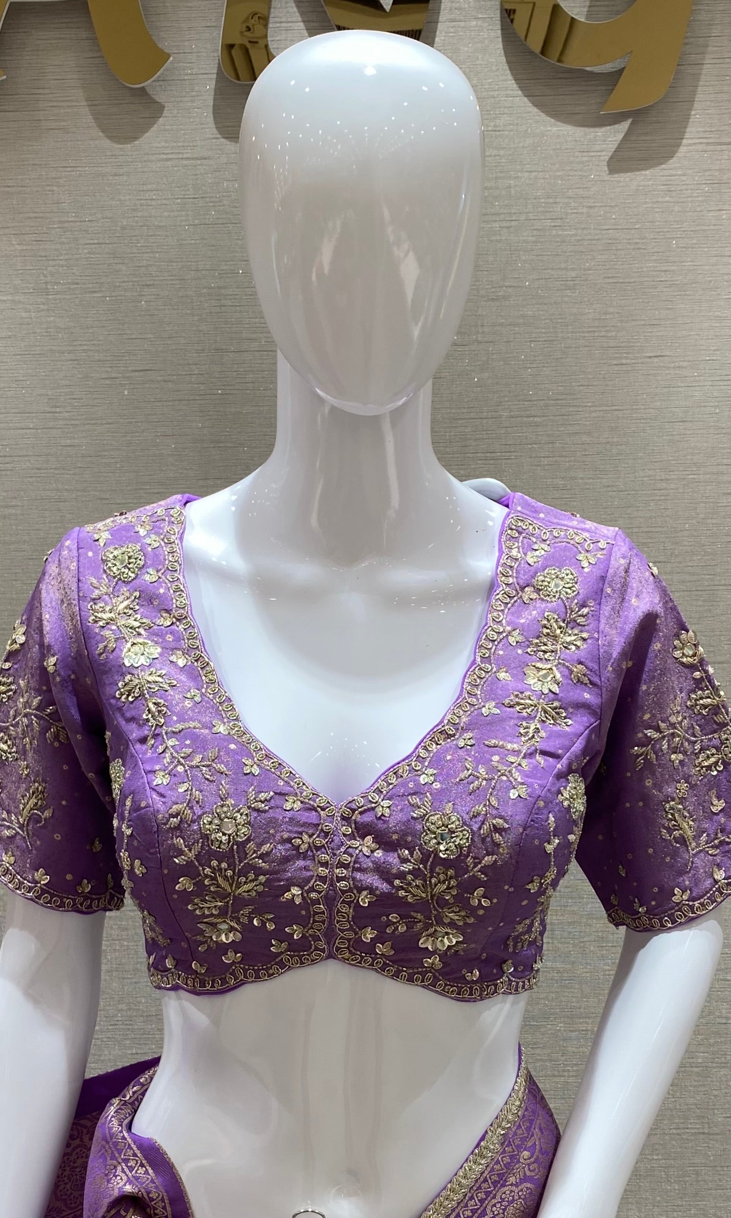 Lavender saree with ready blouse