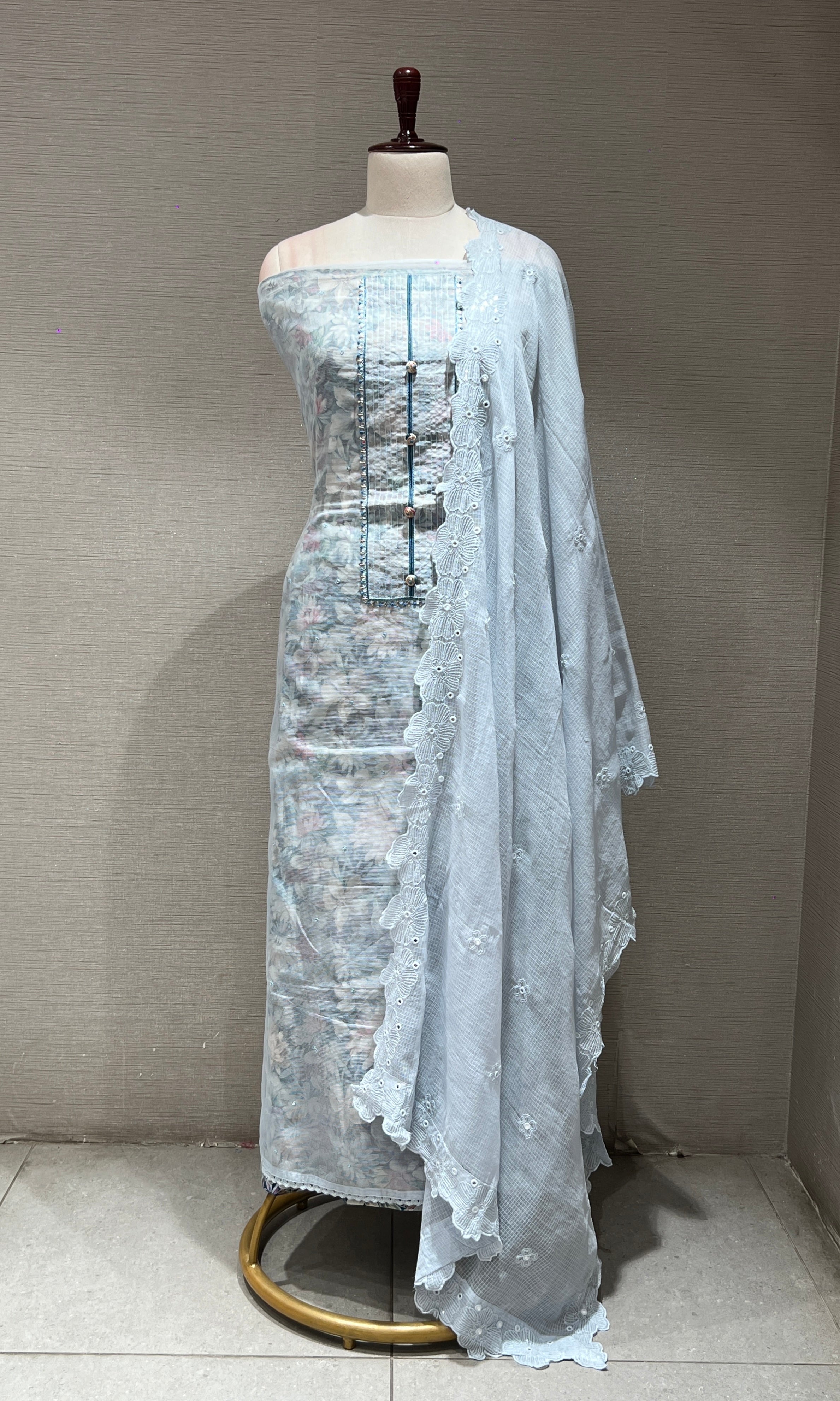 Light blue dress material