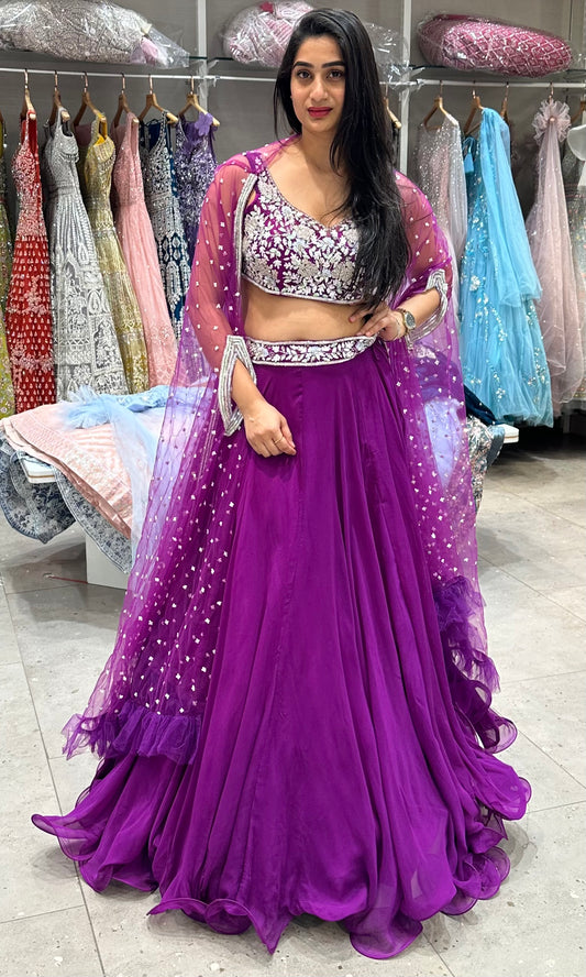 🍇Purple lehenga with jacket model🍇