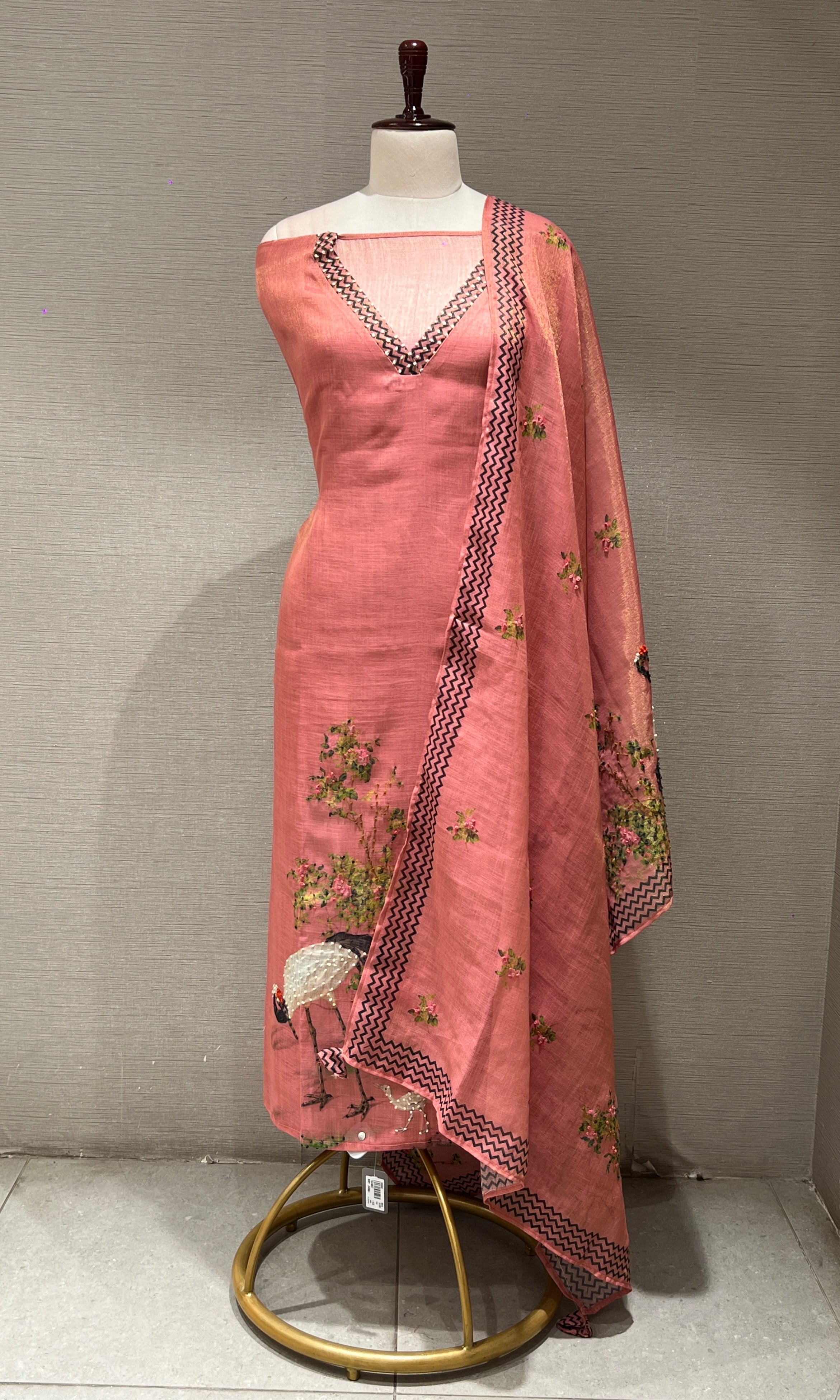 Peach dress material