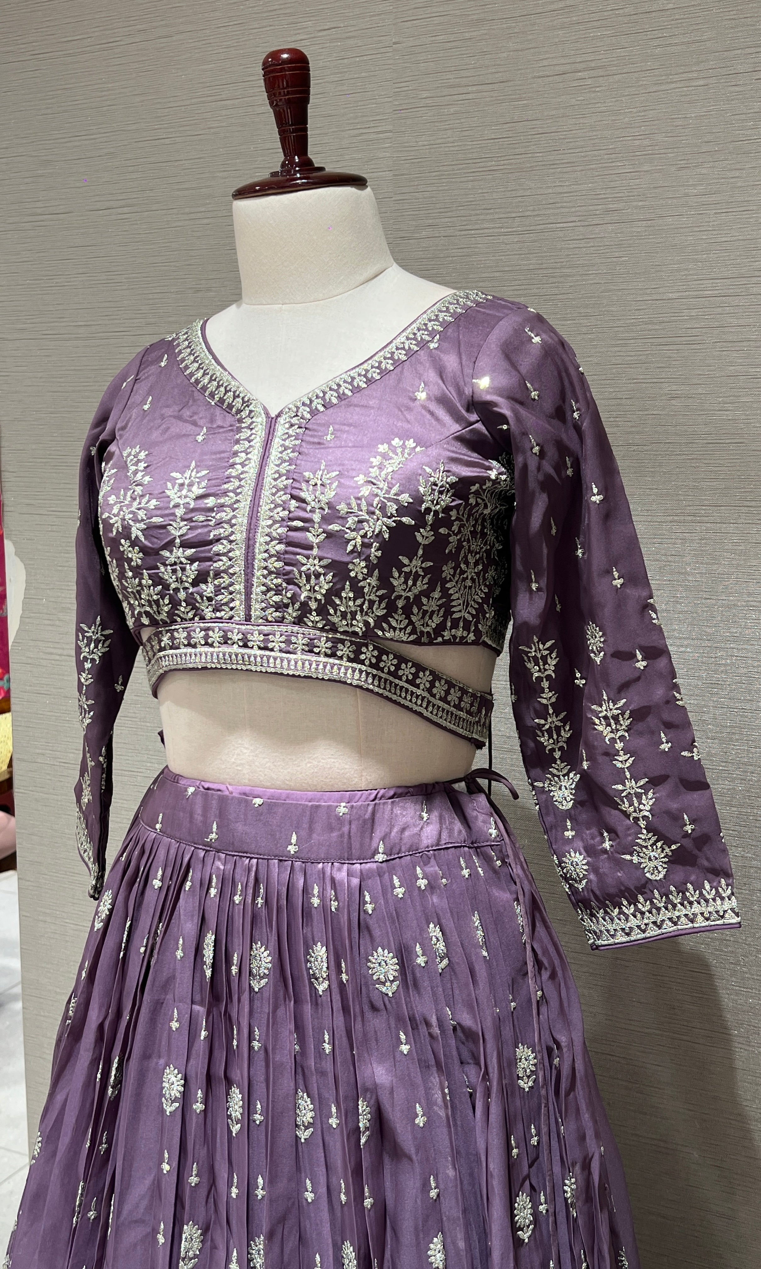 purple embroidered sequinned lehenga choli