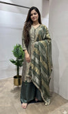 Green golden anarkali with palazzo pants