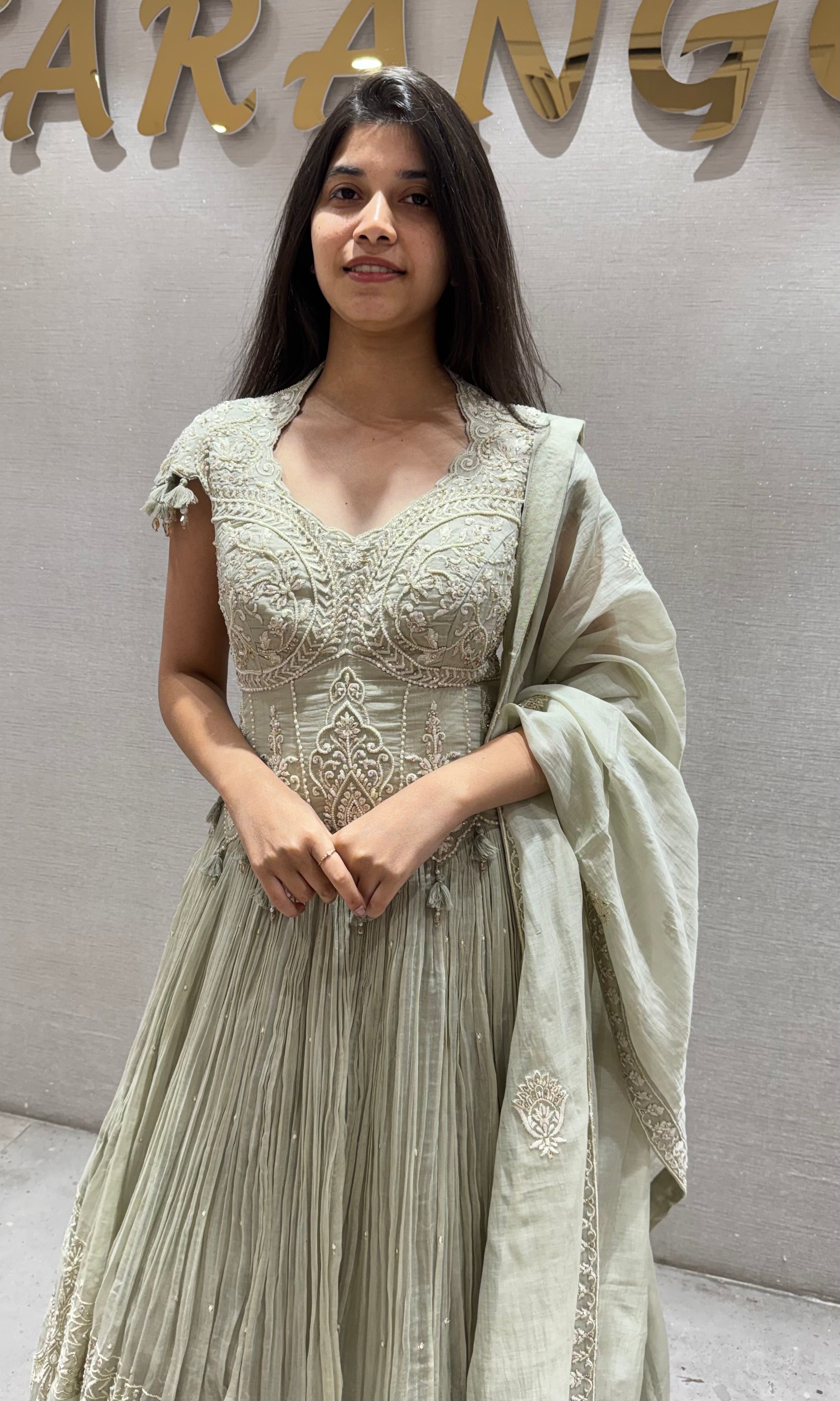 LIGHT GREY Embroidered Lehenga set