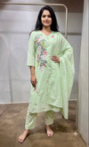 Pista green Pastel Floral Embroidered Kurta Set with Dupatta