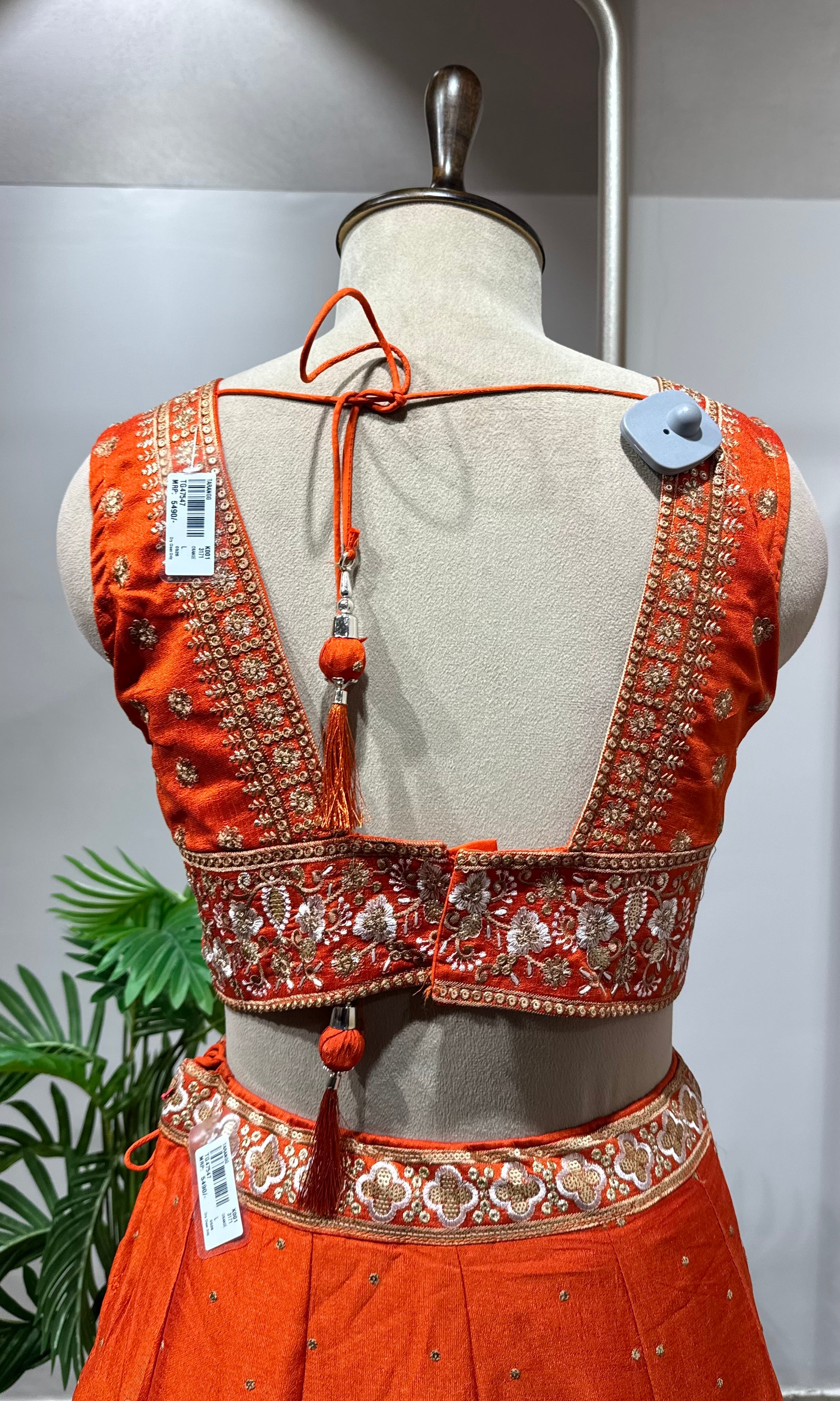Orange golden embroidery lehenga set