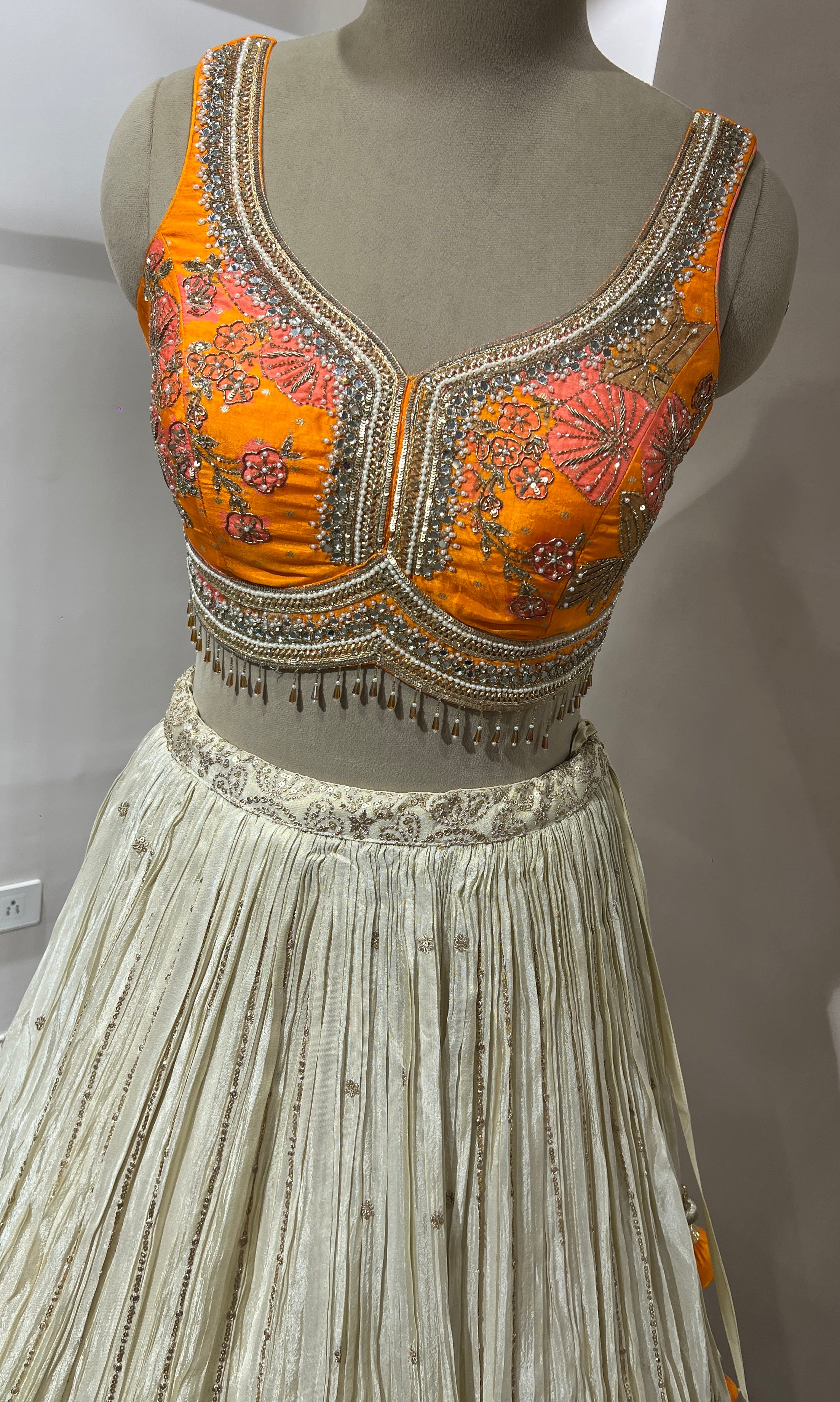 ORANGE EMBELLISHED LEHENGA