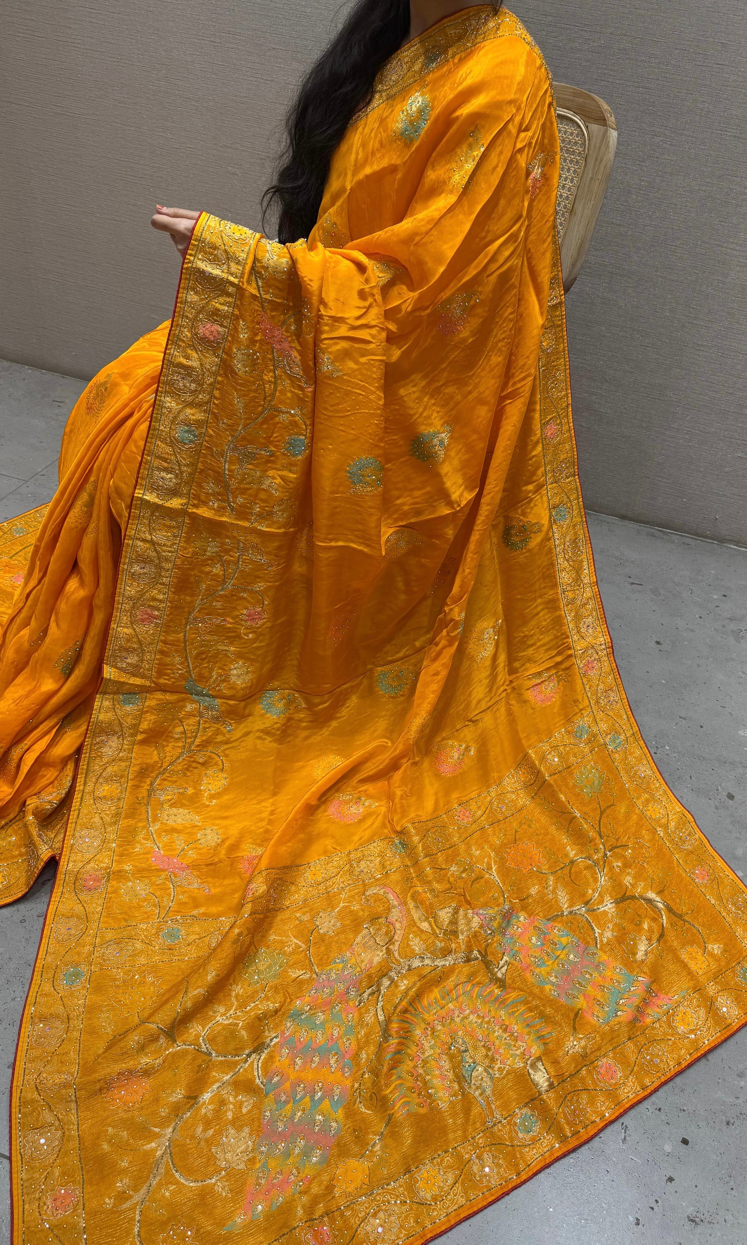 Gold Yellow Banarasi saree