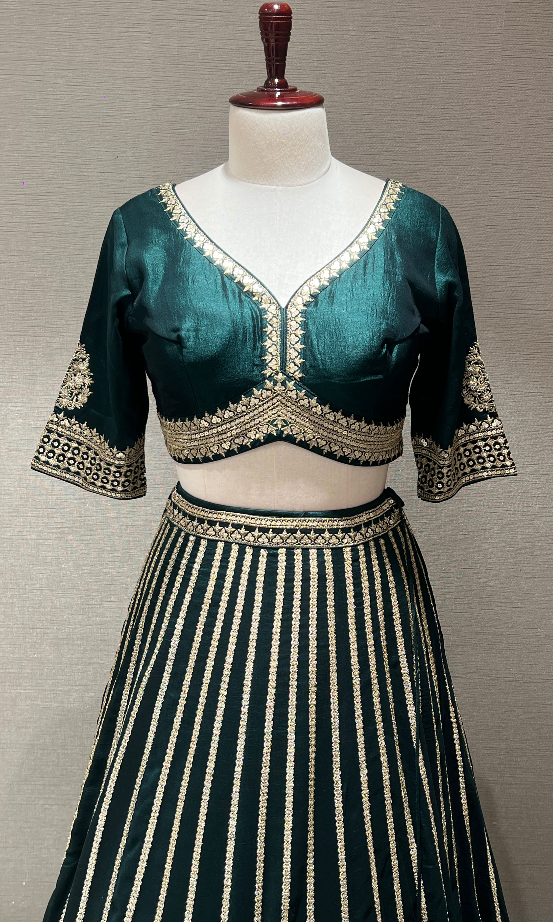 Bottle green Lehenga